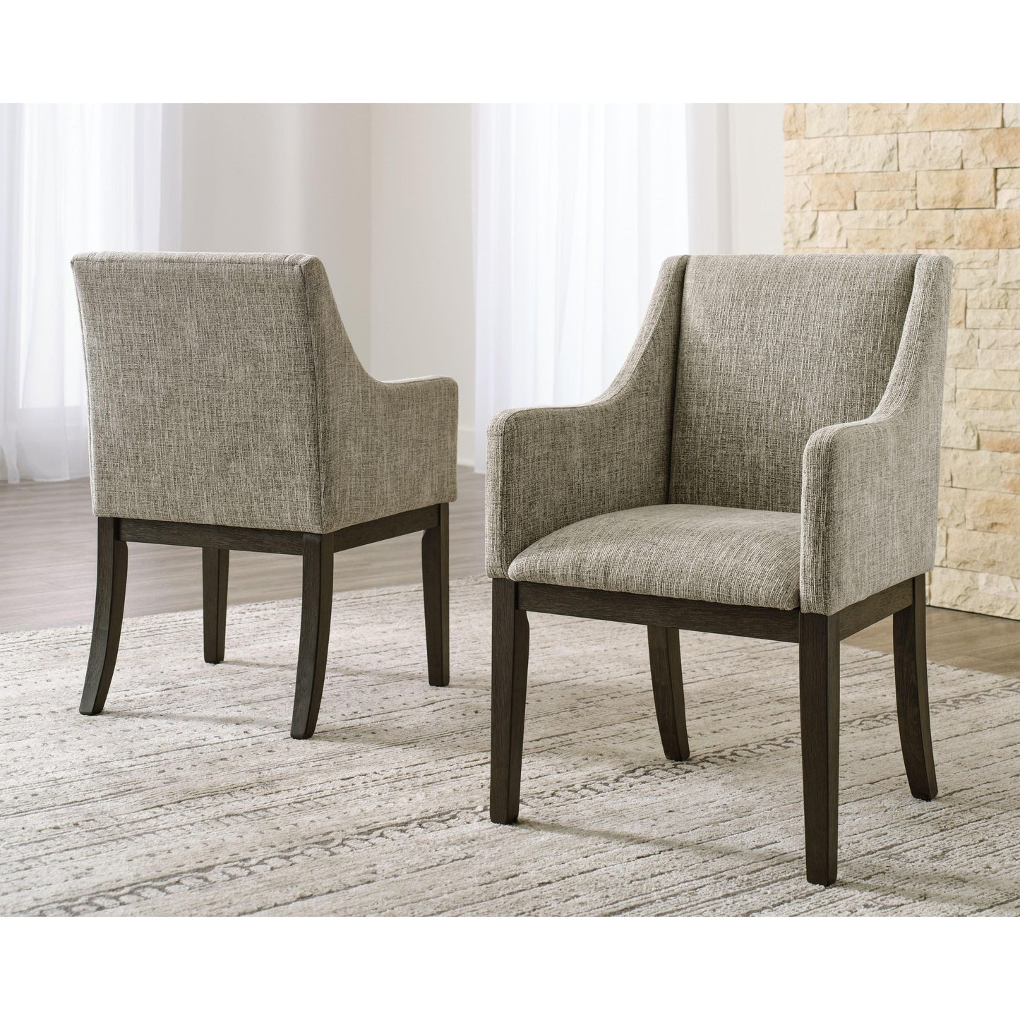 Burkhaus - Beige / Dark Brown - Dining Uph Arm Chair (Set of 2)