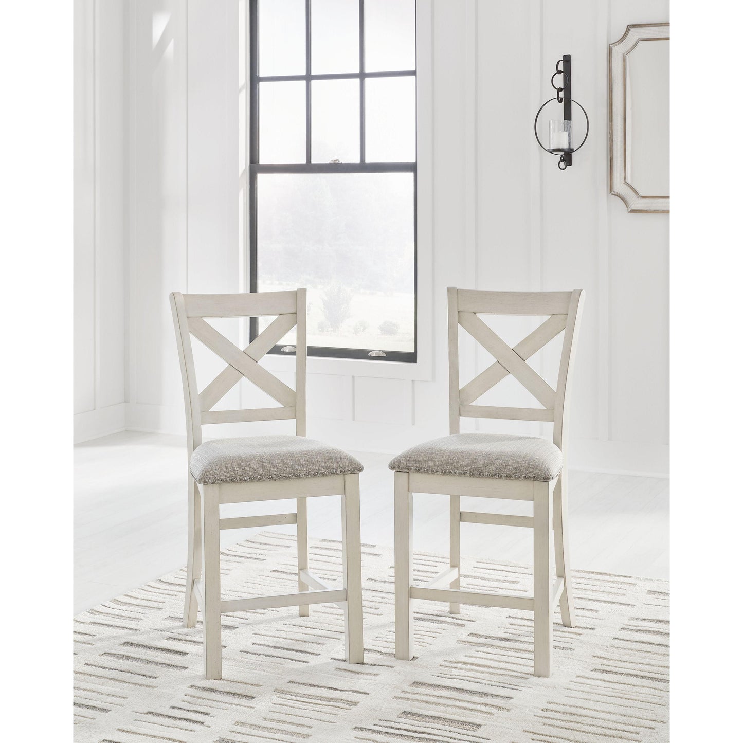 Robbinsdale - Antique White - Upholstered Barstool (Set of 2)
