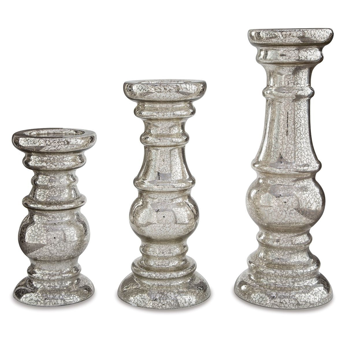 Rosario - Silver Finish - Candle Holder Set (Set of 3)