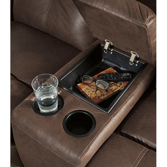 JESOLO RECLINING LOVESEAT WITH CONSOLE - COFFEE