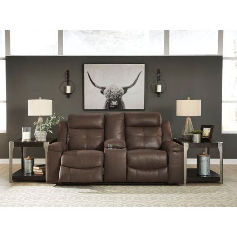 JESOLO RECLINING LOVESEAT WITH CONSOLE - COFFEE