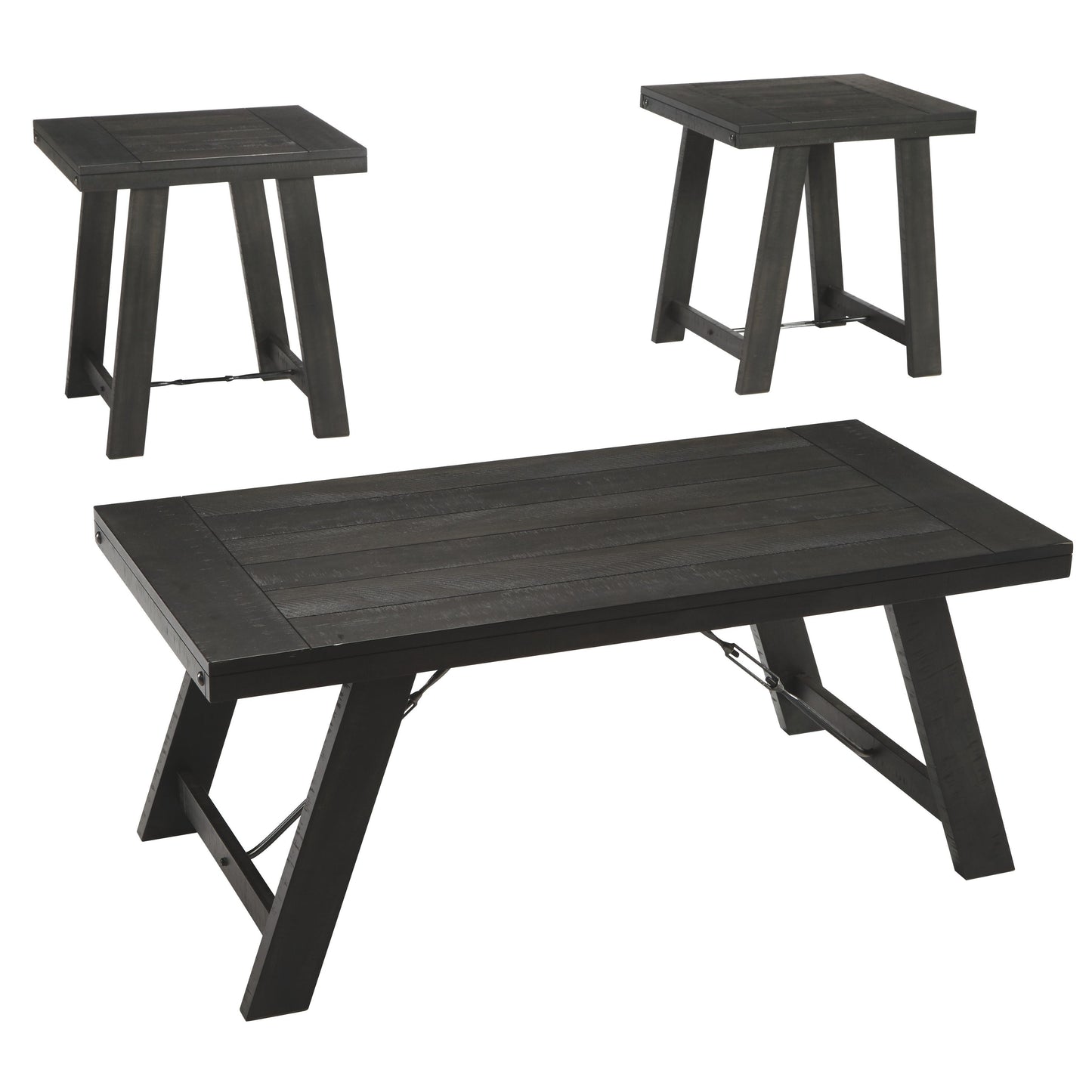 Noorbrook - Black / Pewter - Occasional Table Set (Set of 3)