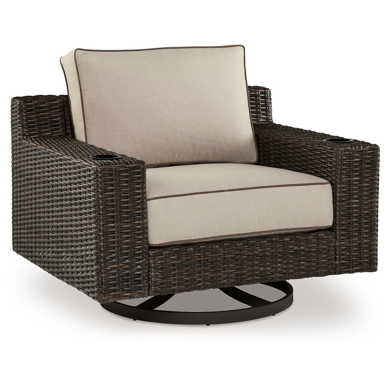 Coastline Bay - Brown - Swivel Lounge W/ Cushion