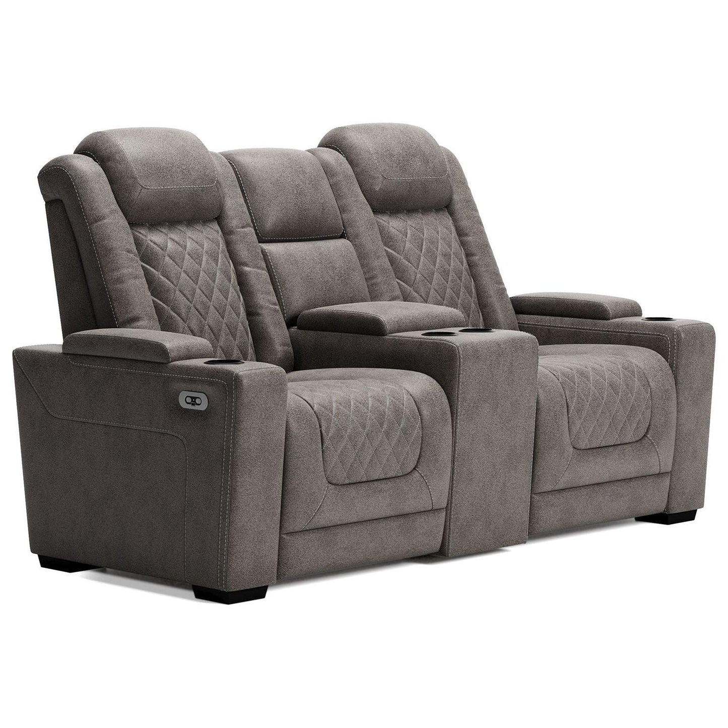 Hyllmont - Gray - Pwr Rec Loveseat/Con/Adj Hdrst