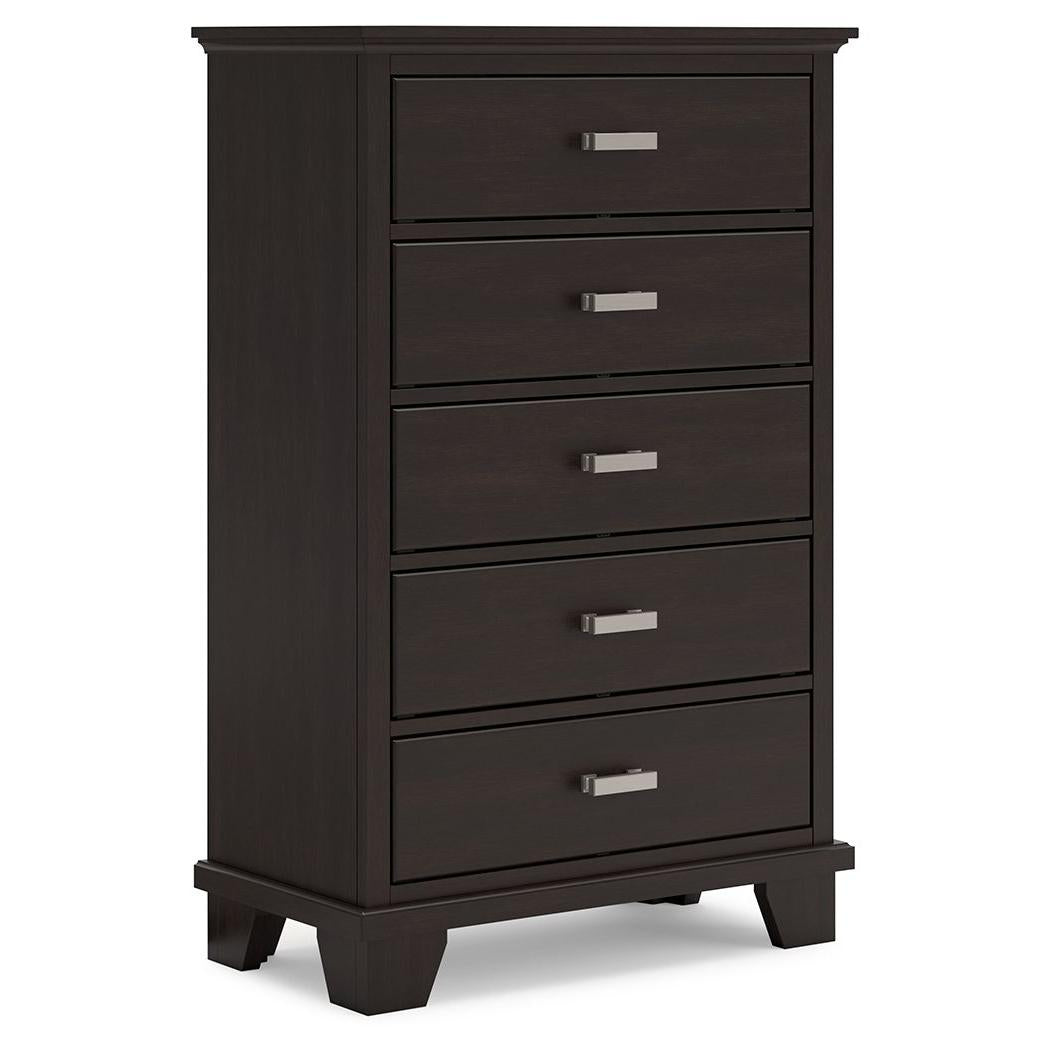 Covetown - Dark Brown - Five Drawer Chest