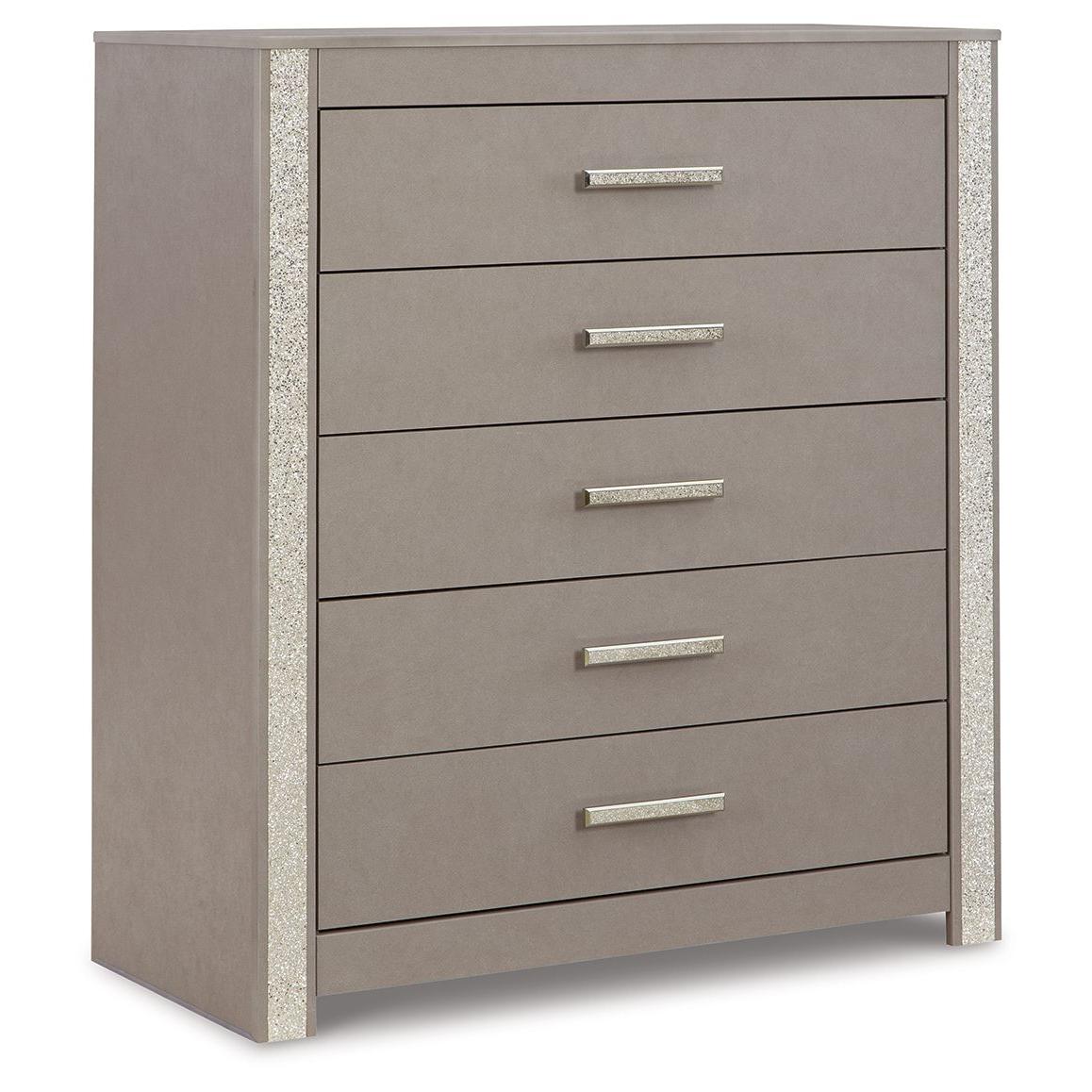Surancha - Gray - Five Drawer Wide Chest