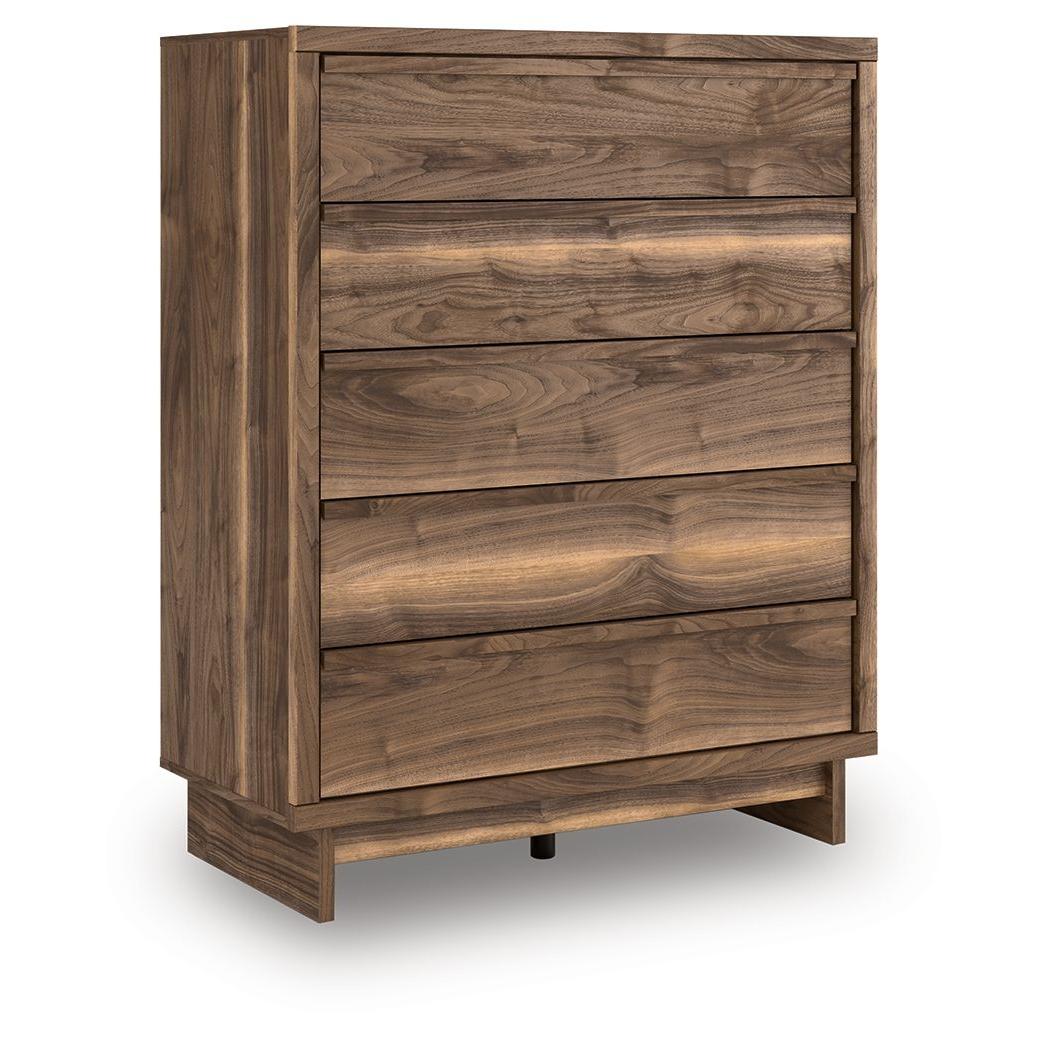 Chirason - Brown - Five Drawer Wide Chest