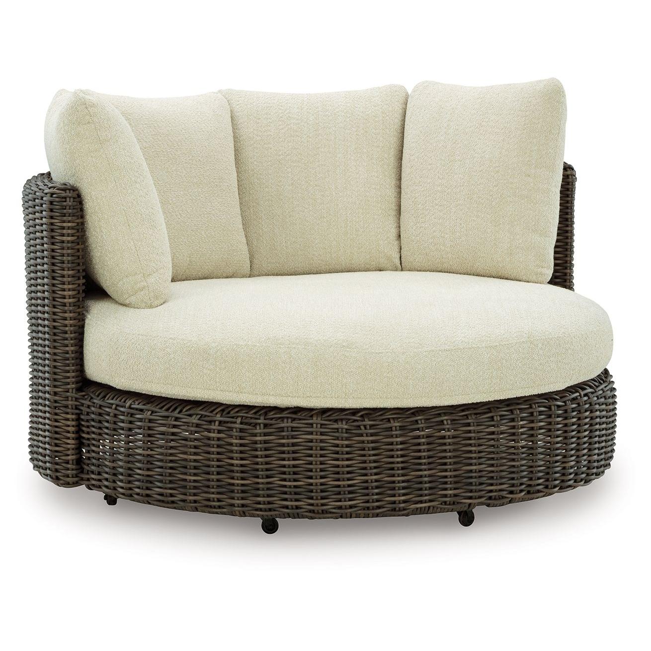 Kimora - Swivel Lounge Chair With Cushion - Beige / Dark Brown