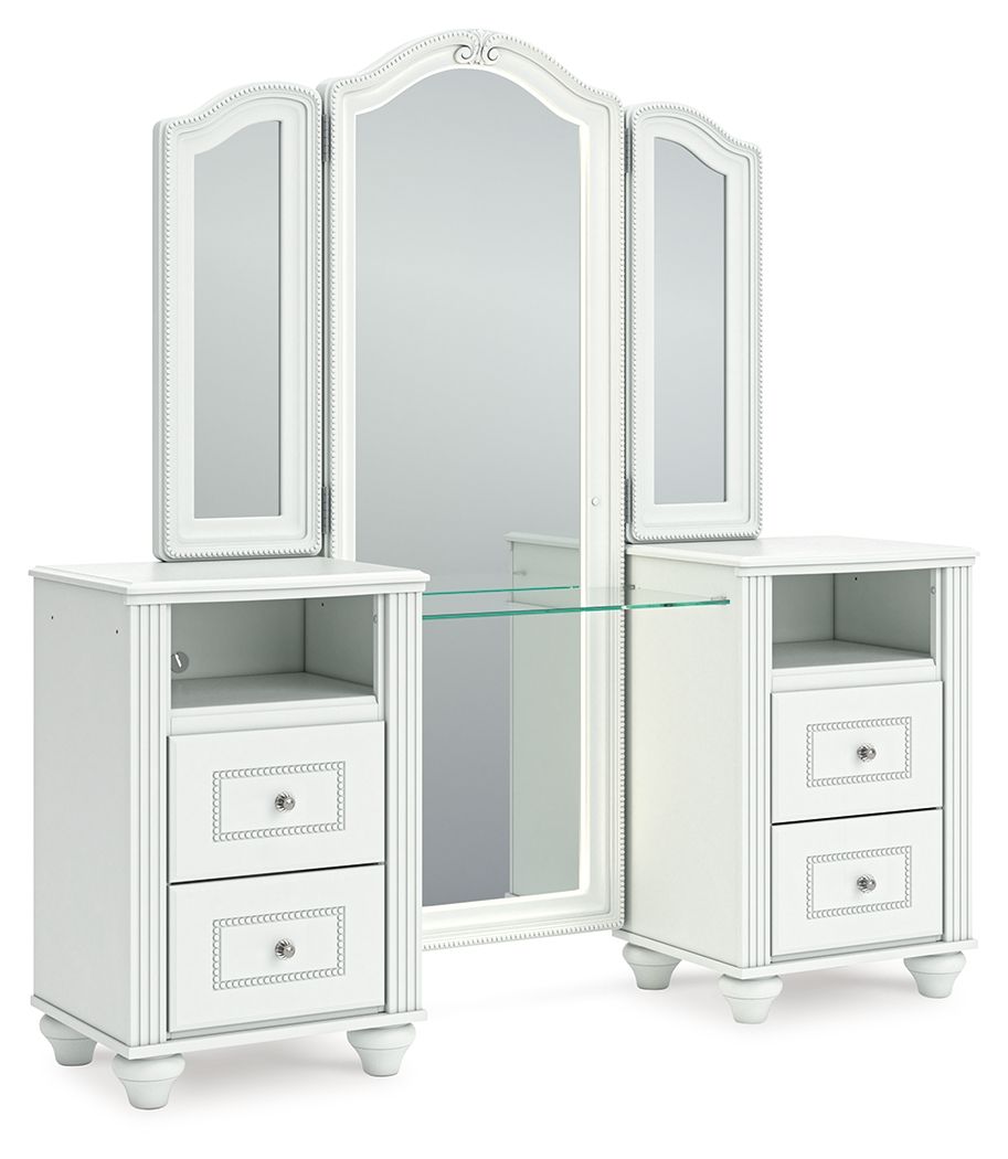 Kozlani - Vanity With Mirror - White - Fraser Furniture & Mattresses