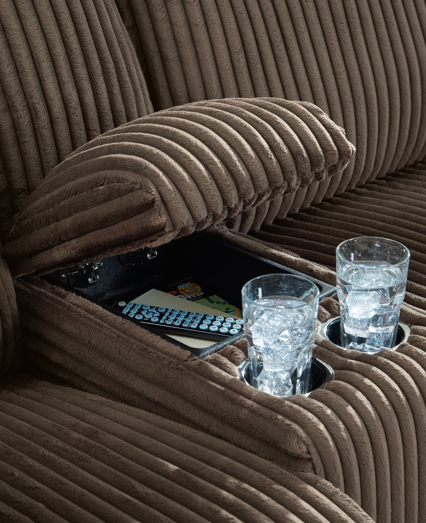 Top Tier - 3-Piece Reclining Sectional Sofa With Raf Press Back Chaise - Fabric - Chocolate