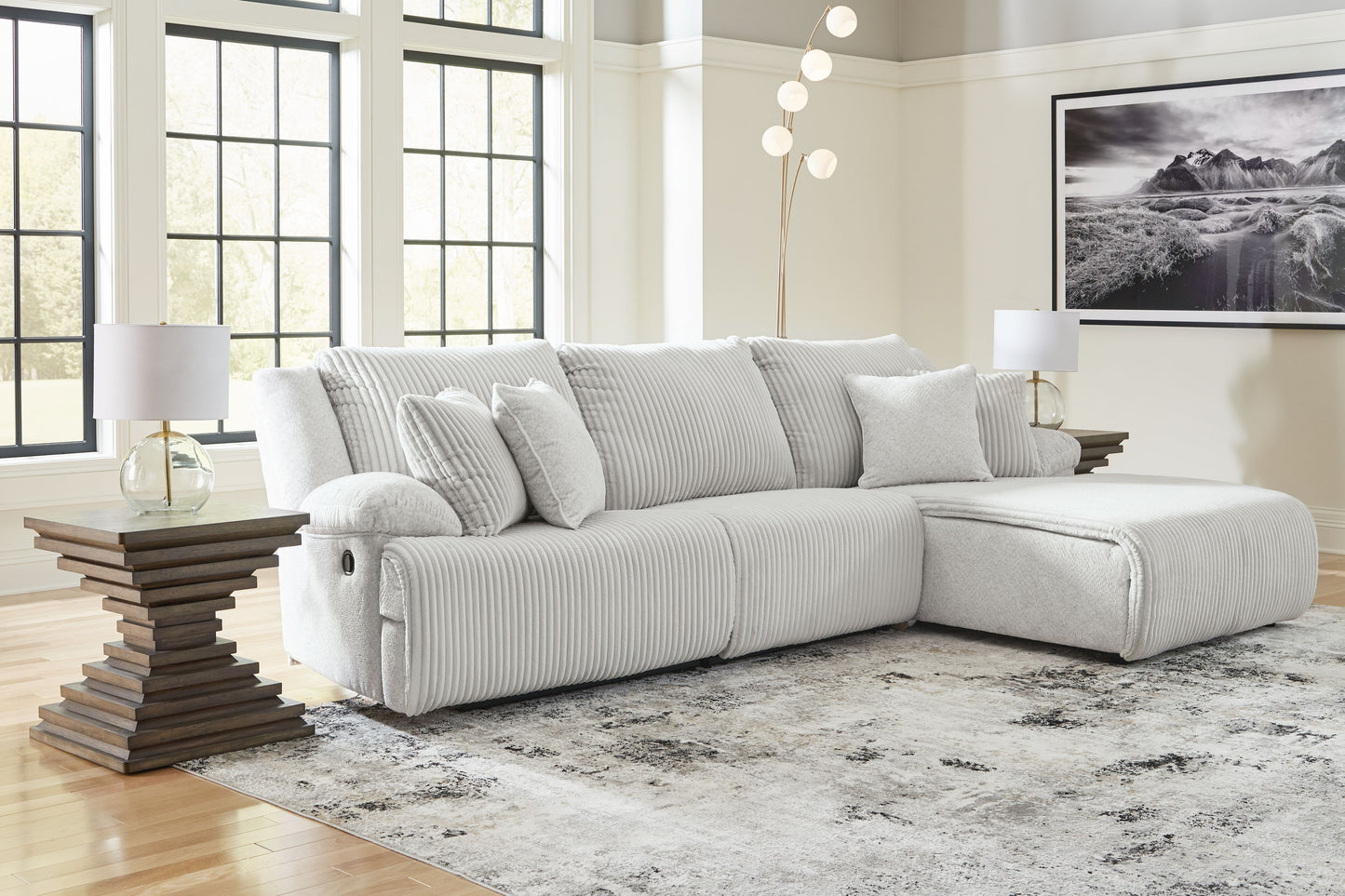 Top Tier - Alloy - 3-Piece Sectional Sofa With RAF Press Back Chaise