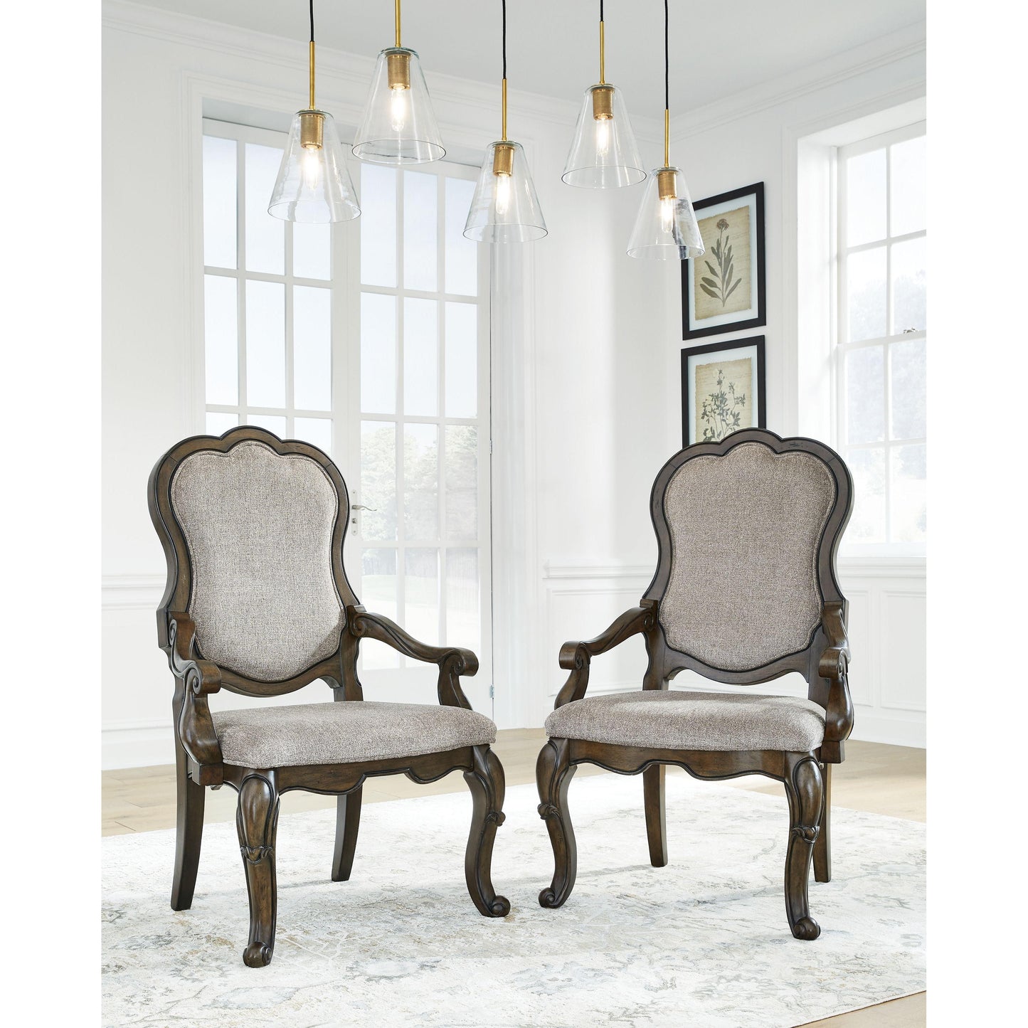 Maylee - Dark Brown - Dining Upholstered Arm Chair (Set of 2)