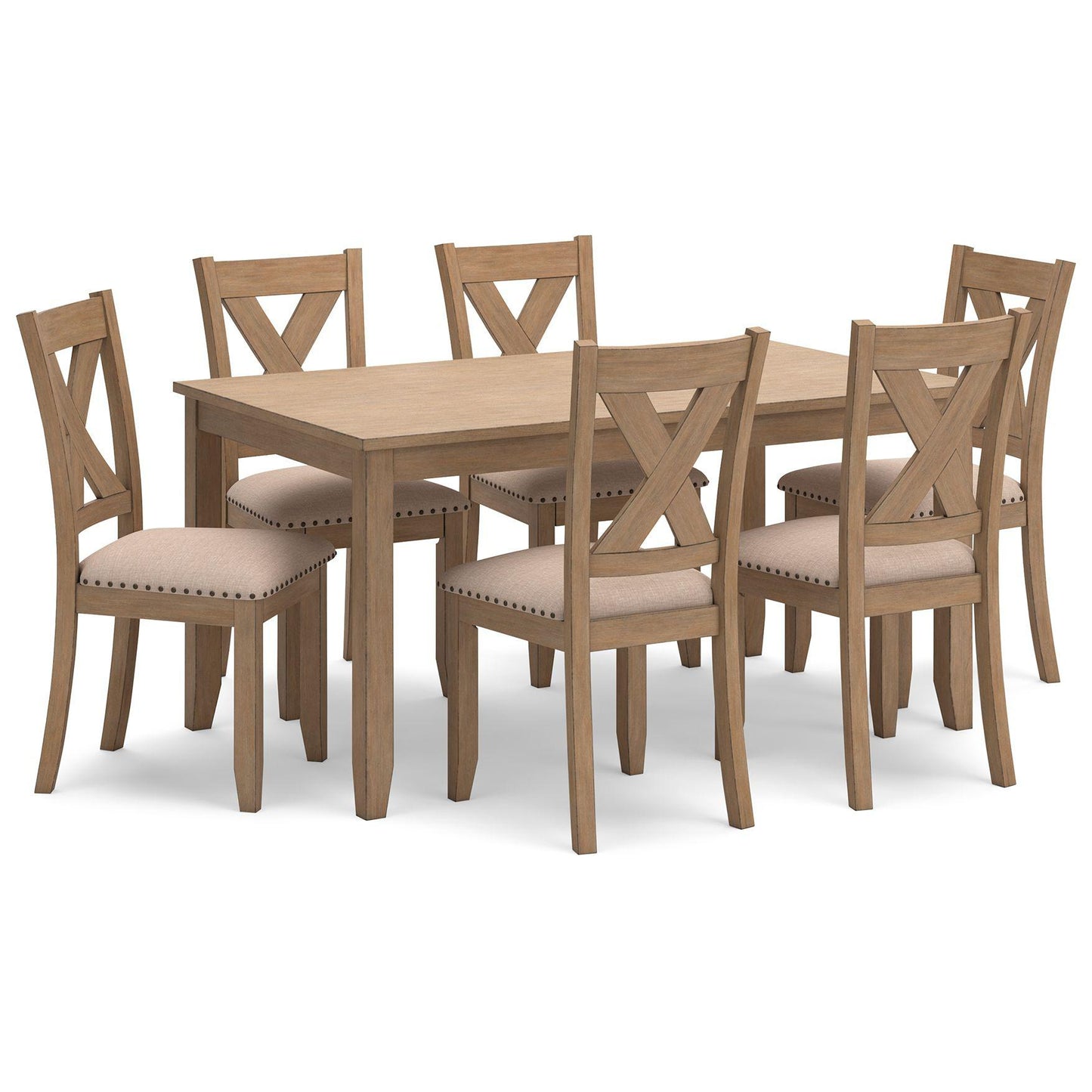 Sanbriar - Light Brown - Rect Drm Table Set (Set of 7)