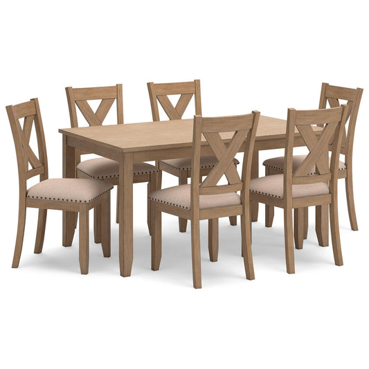 Sanbriar - Light Brown - Rect Drm Table Set (Set of 7)