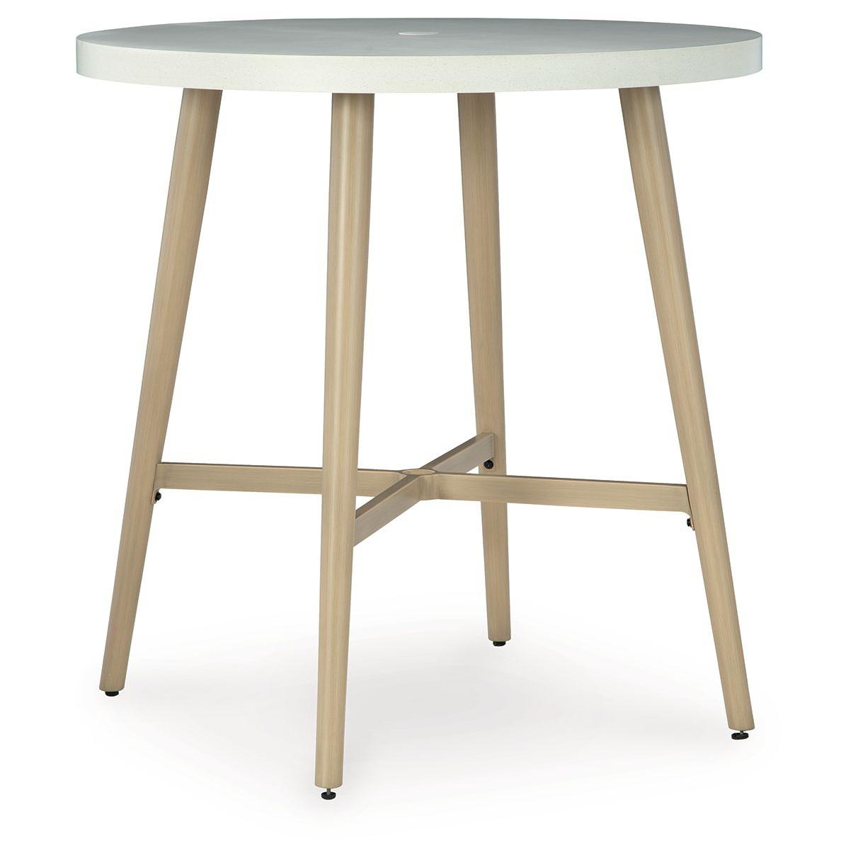 Seton Creek - Beige - Round Bar Table With Umbrella Option