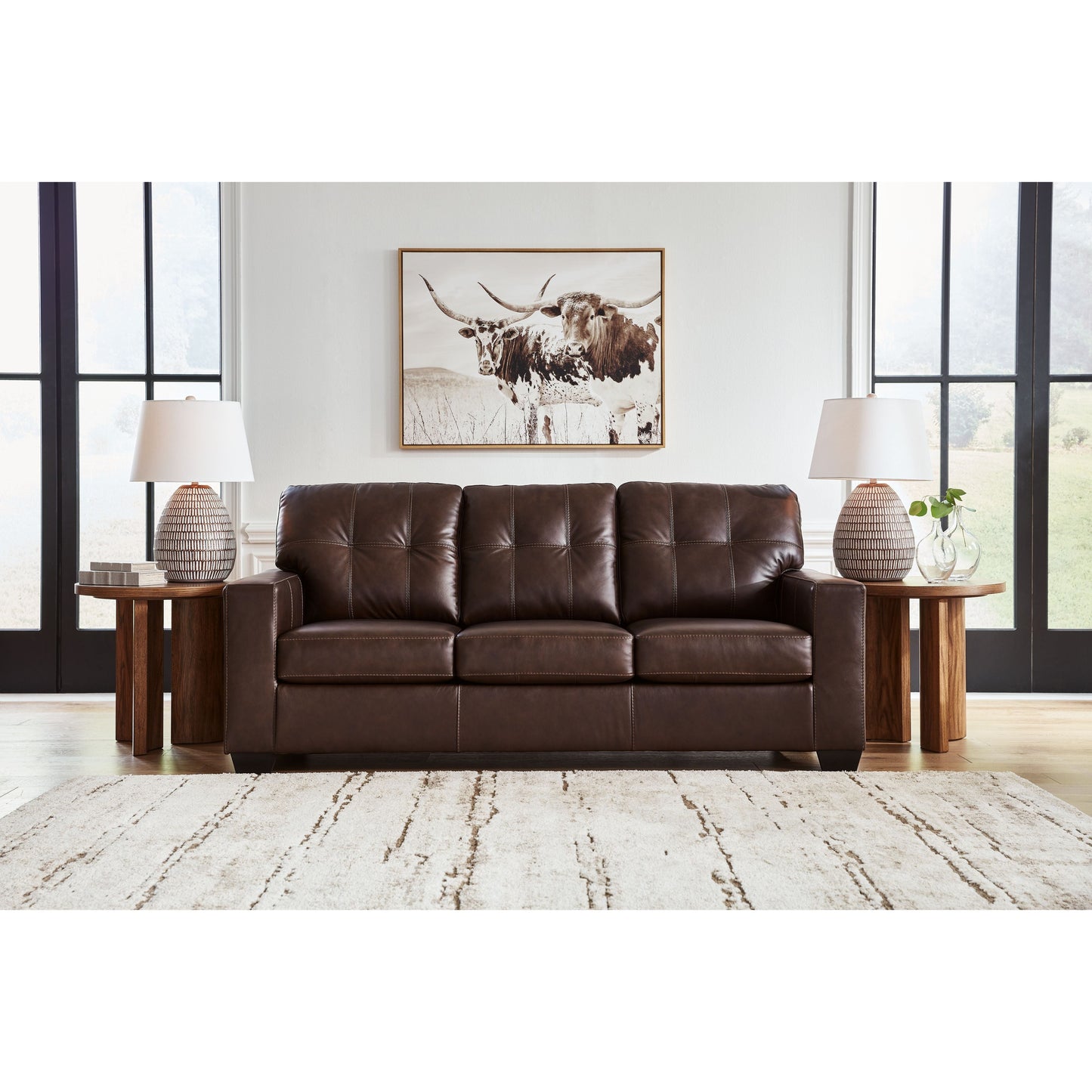 Santorine - Dark Brown - Sofa - Leather Match