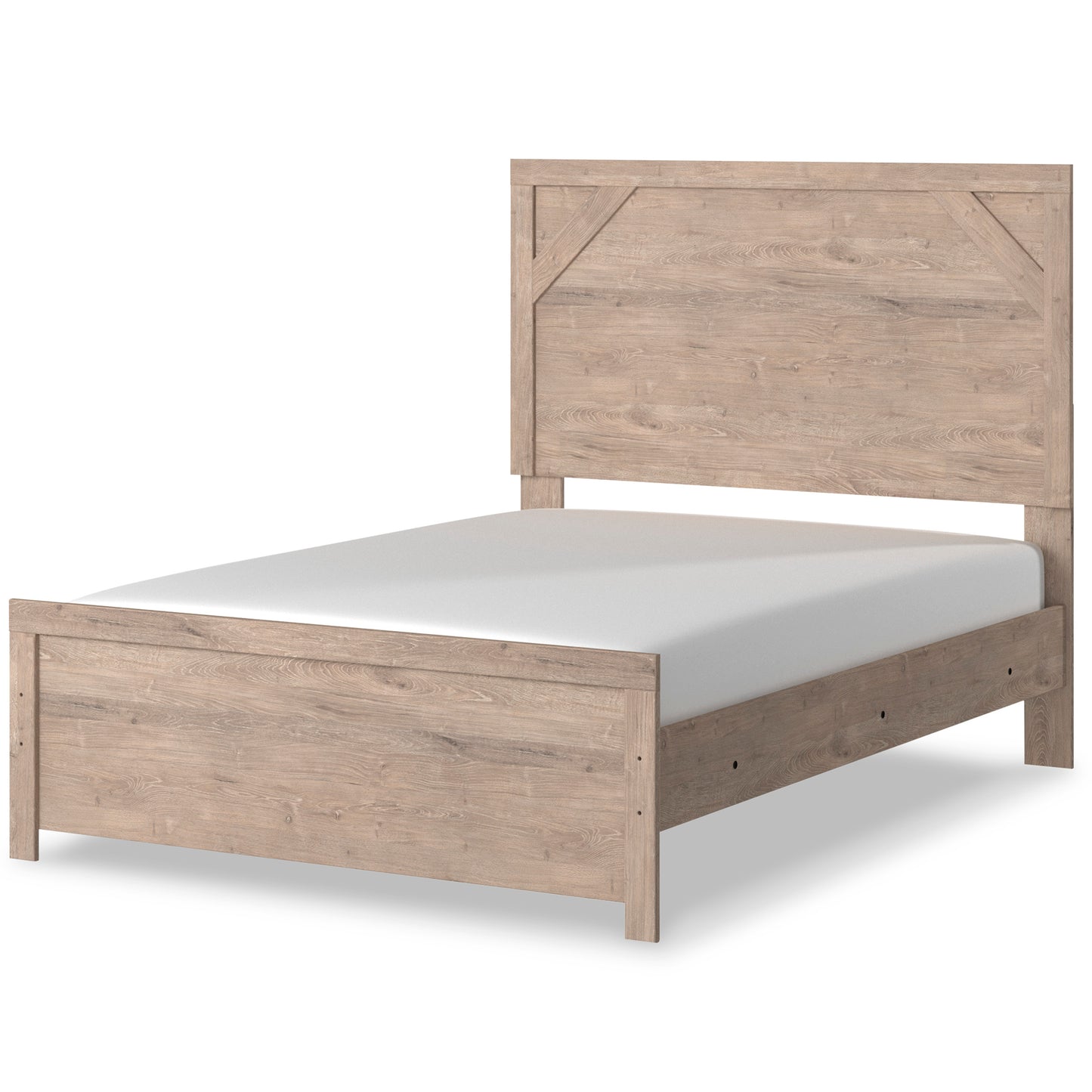 SENNIBERG PANEL BED - LIGHT BROWN/WHITE