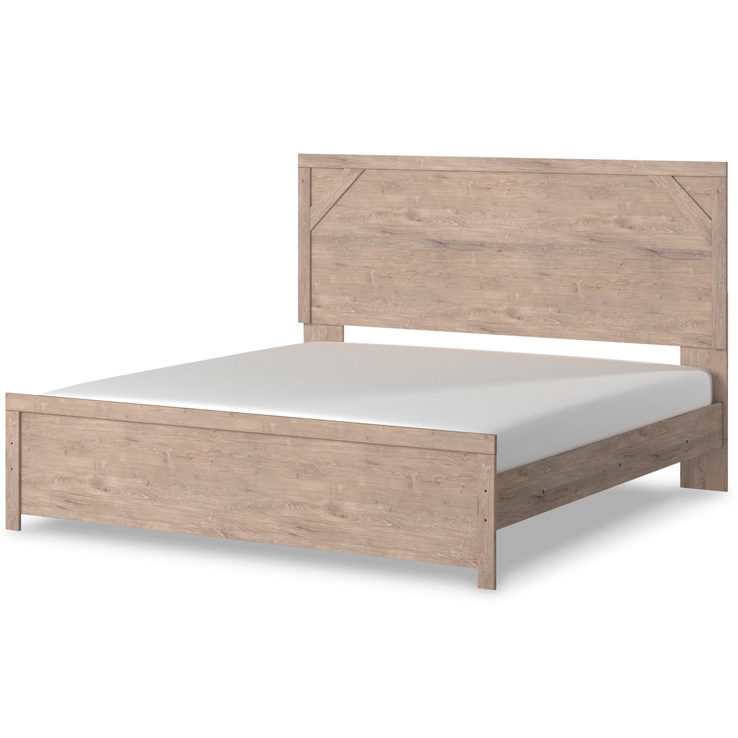 SENNIBERG PANEL BED - LIGHT BROWN/WHITE