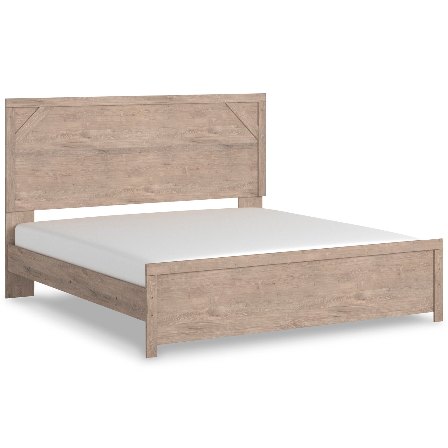 SENNIBERG PANEL BED - LIGHT BROWN/WHITE