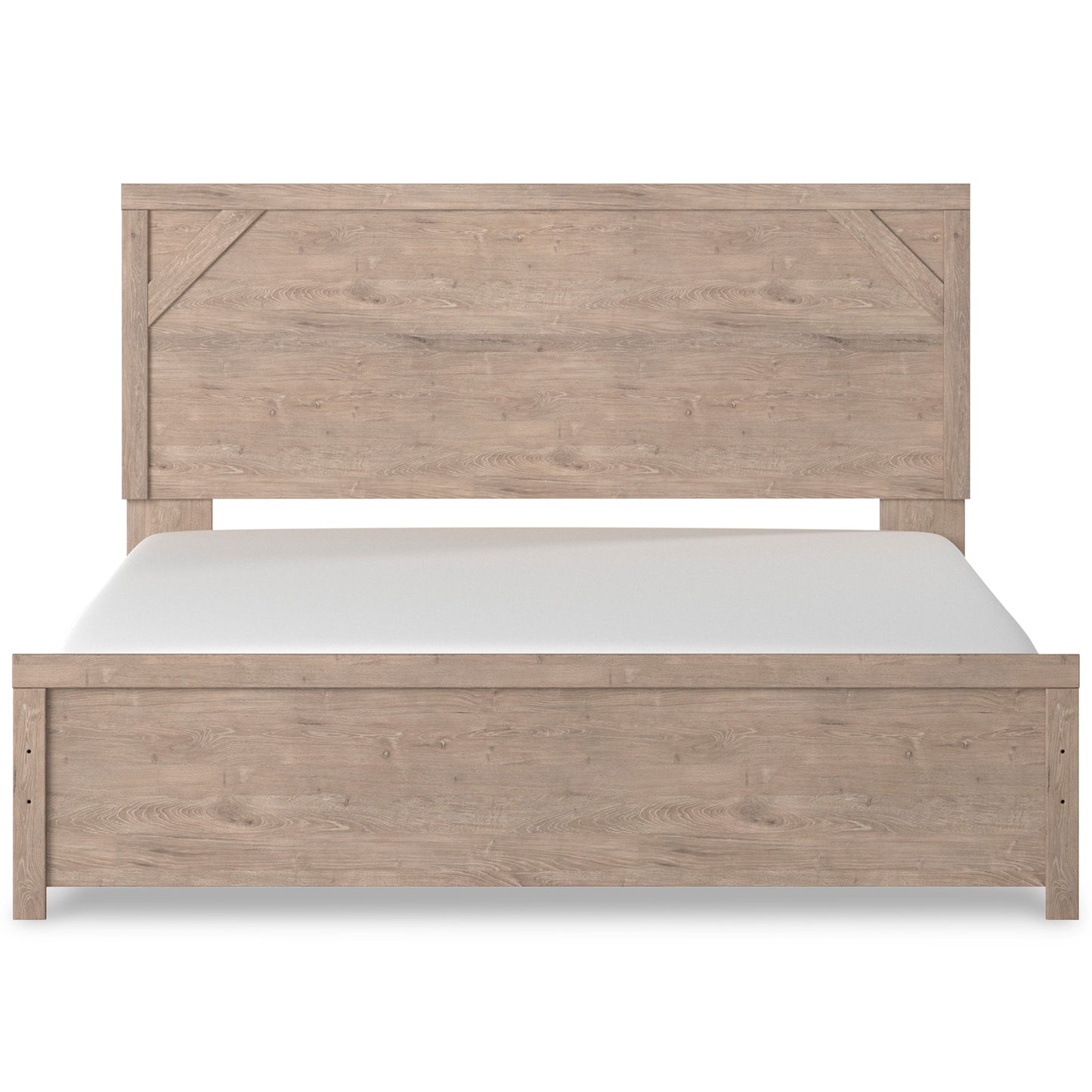 SENNIBERG PANEL BED - LIGHT BROWN/WHITE