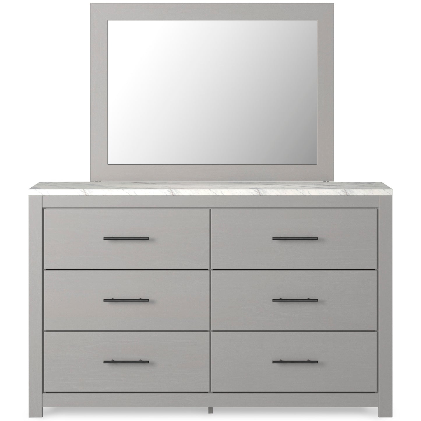 COTTONBURG DRESSER/MIRROR - LIGHT GRAY/ WHITE