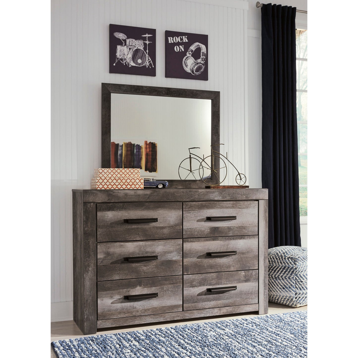 WYNNLOW DRESSER/MIRROR - GRAY