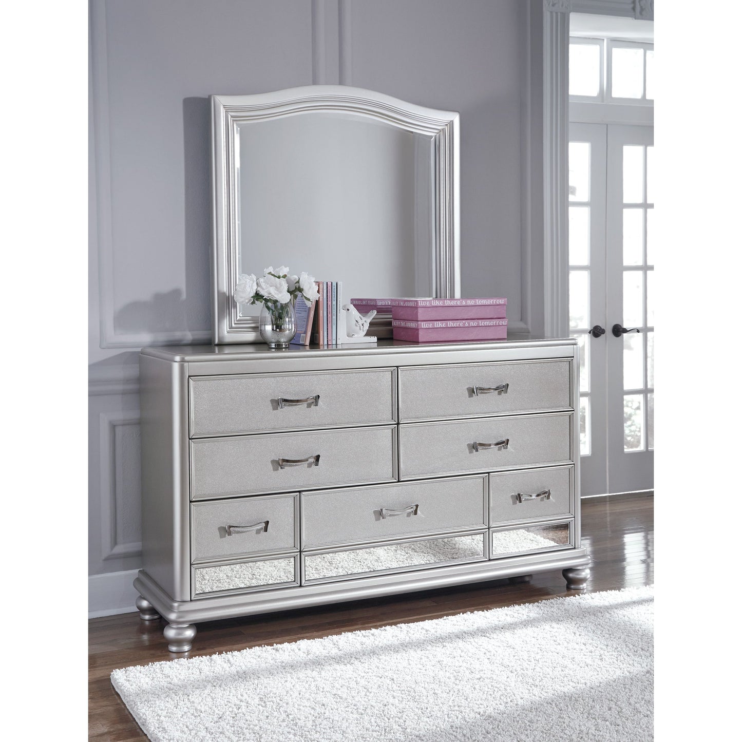 CORALAYNE DRESSER/ MIRROR- SILVER