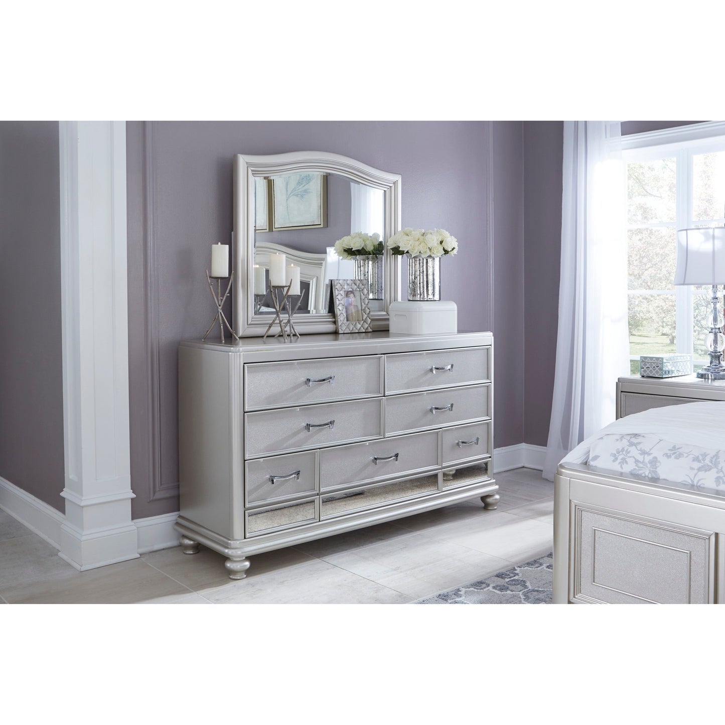 CORALAYNE DRESSER/ MIRROR- SILVER