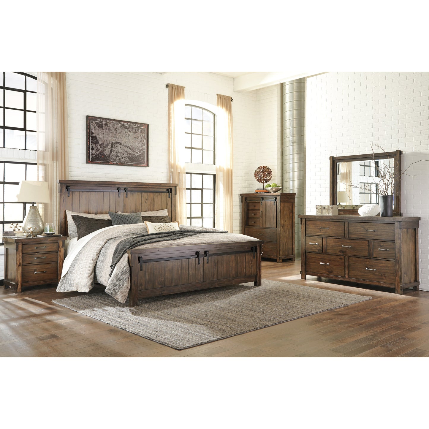 LAKELEIGH PANEL BED - BROWN