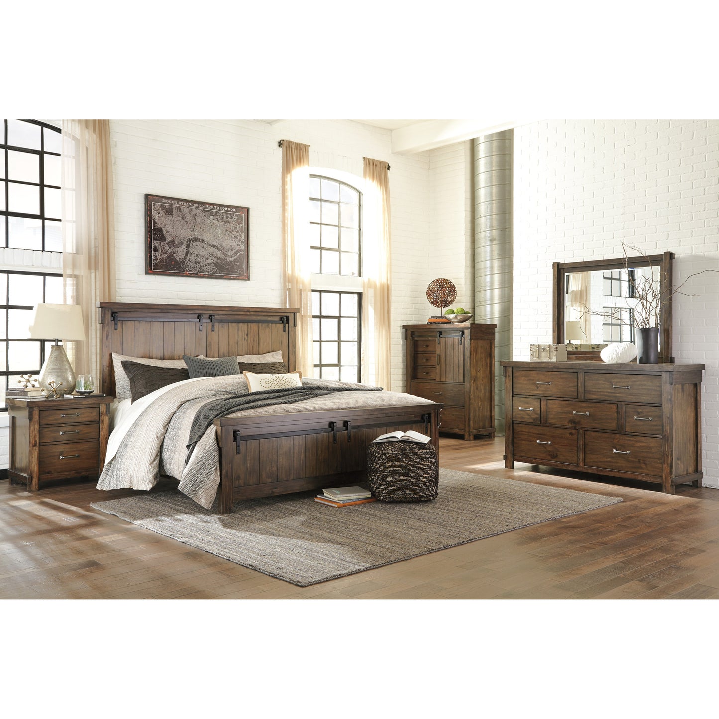 LAKELEIGH PANEL BED - BROWN