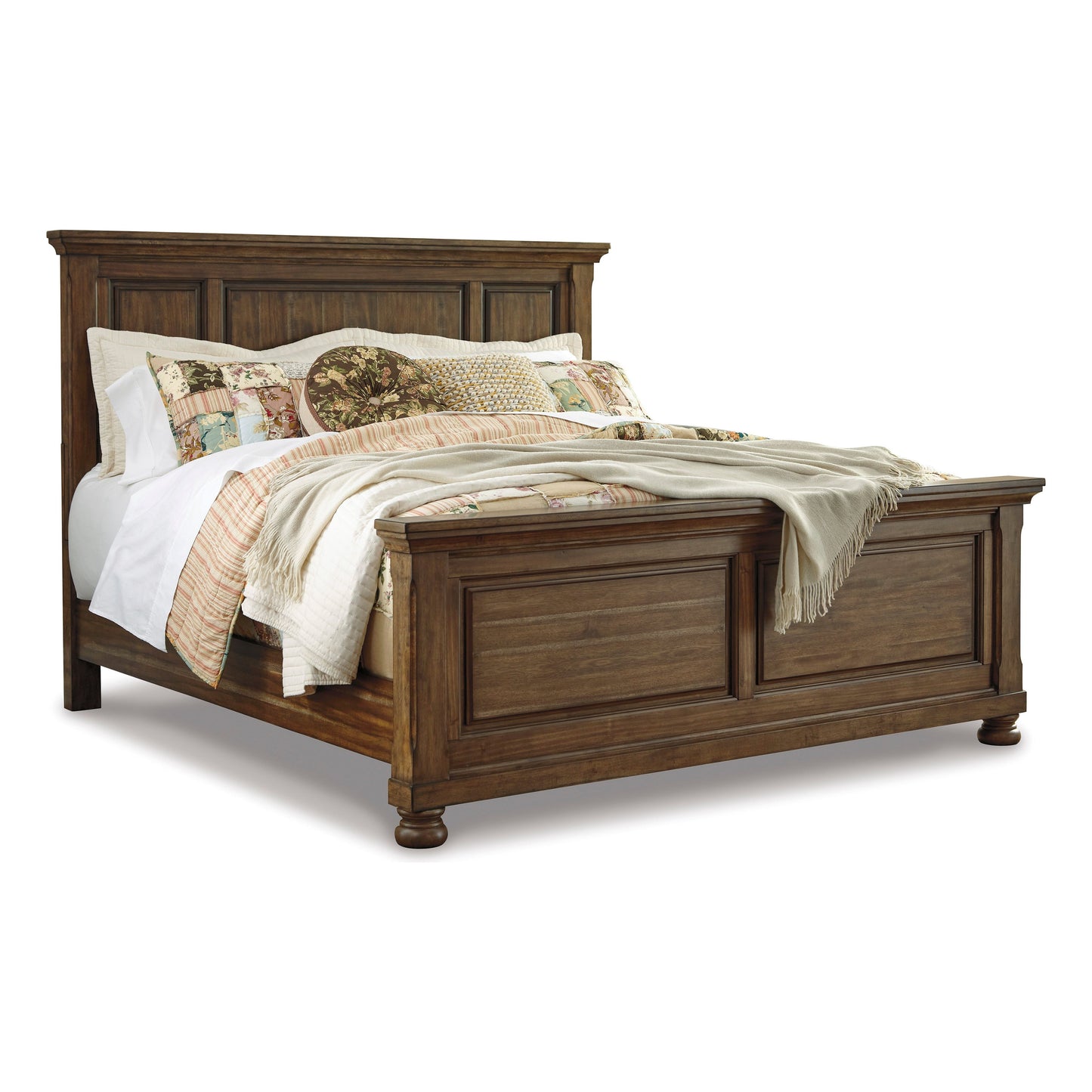 FLYNNTER PANEL BED - MEDIUM BROWN