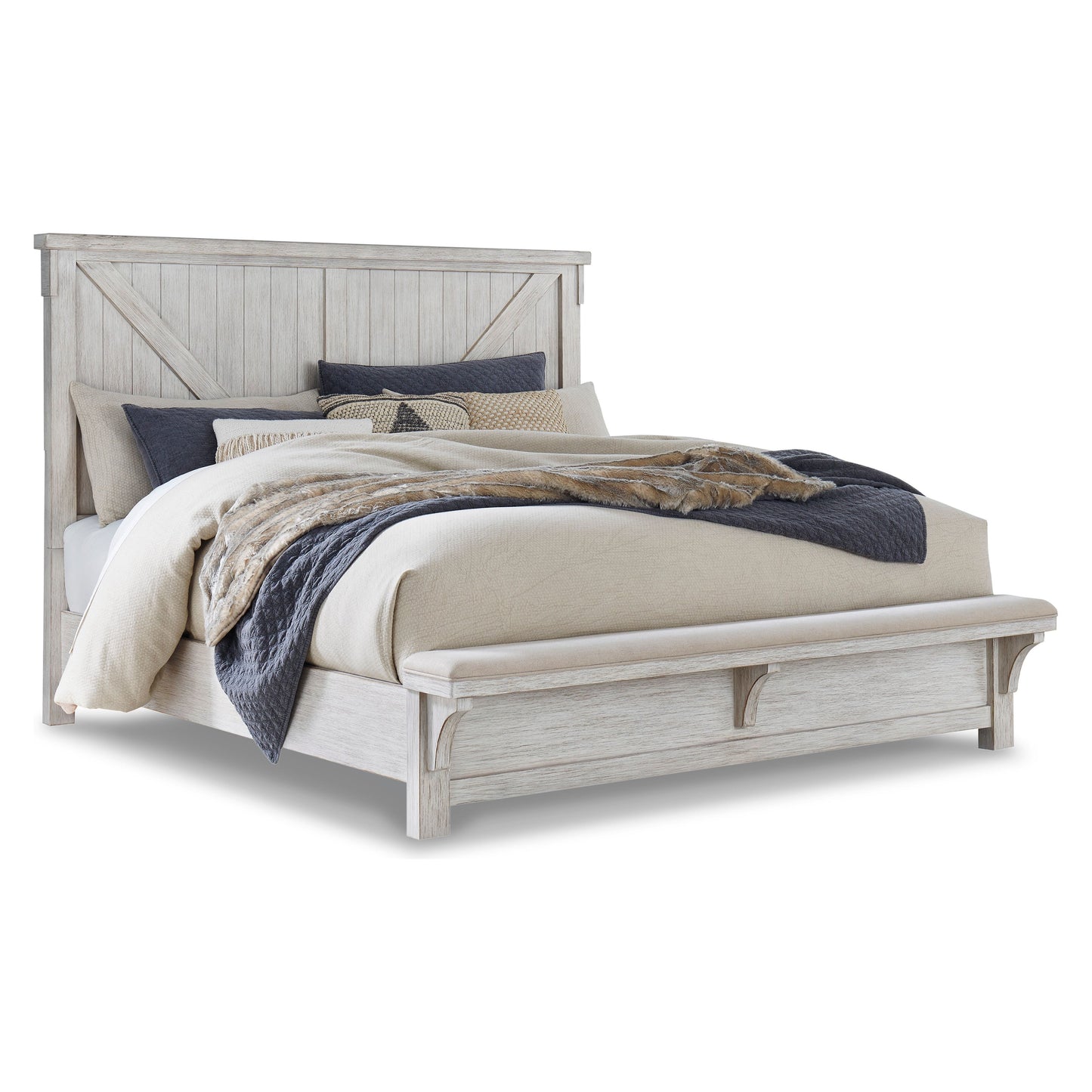 BRASHLAND PANEL BED WITH BENCH - WHITE
