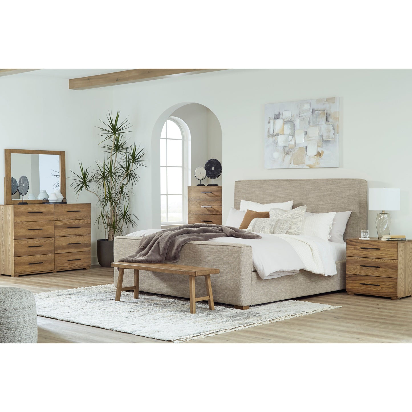 DAKMORE UPHOLSTERED BED - BROWN