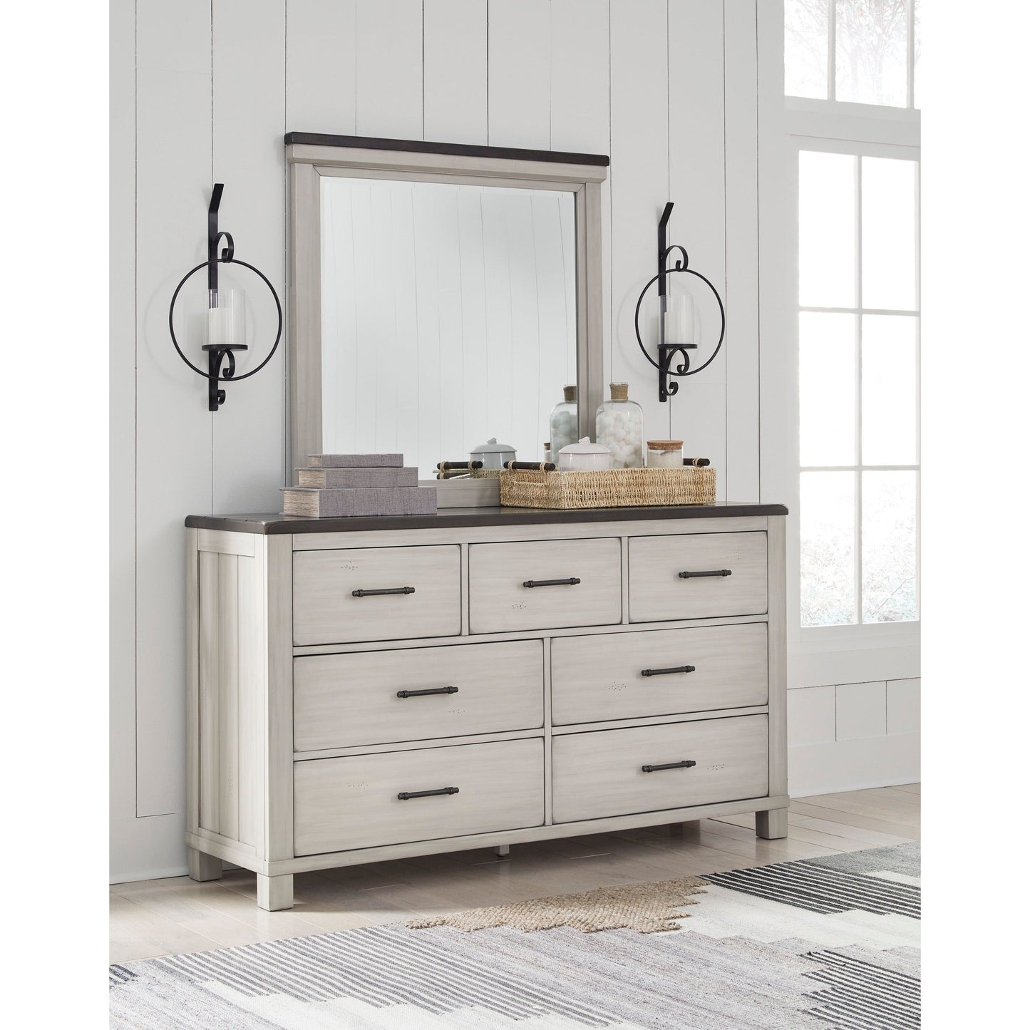 DARBORN DRESSER / MIRROR - GRAY / BROWN