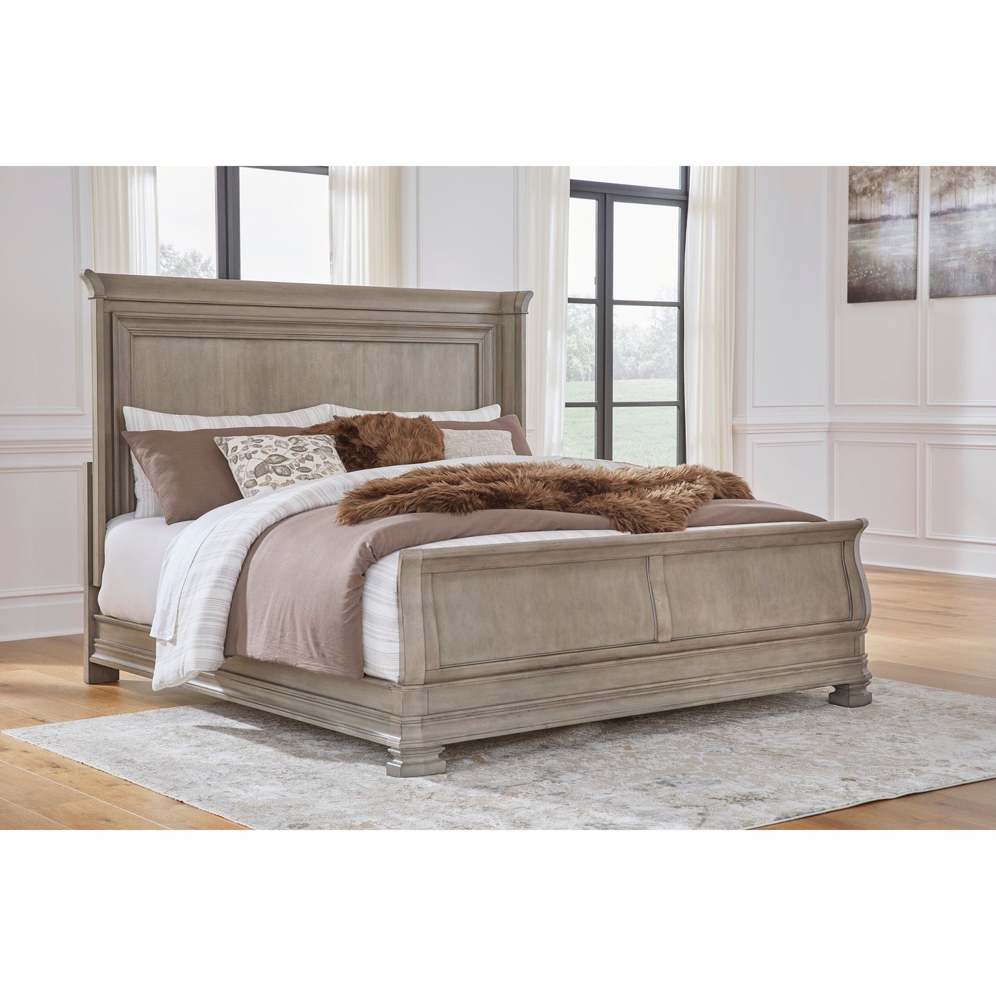 LEXORNE SLEIGH BED - GRAY