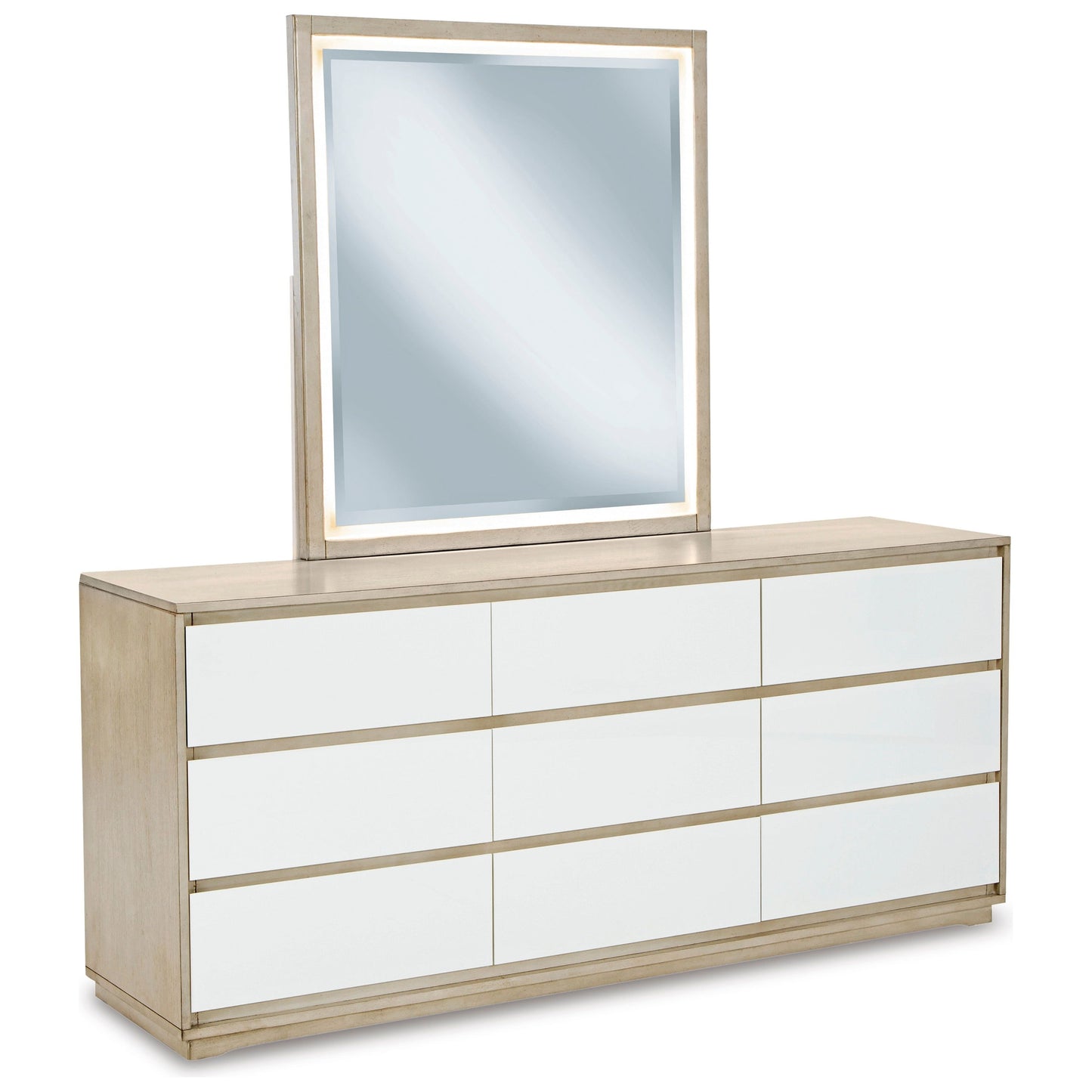 WENDORA DRESSER / MIRROR - BISQUE/ WHITE