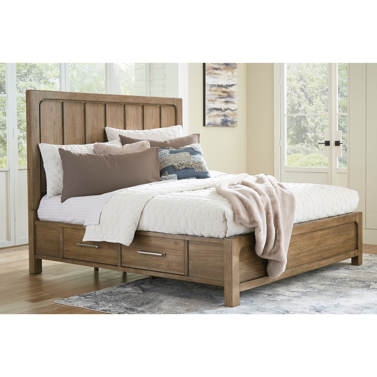 CABALYNN STORAGE BED - LIGHT BROWN
