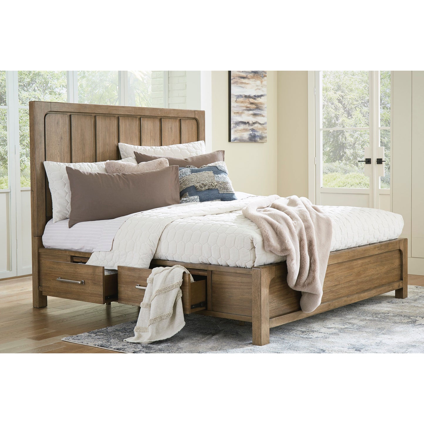 CABALYNN STORAGE BED - LIGHT BROWN