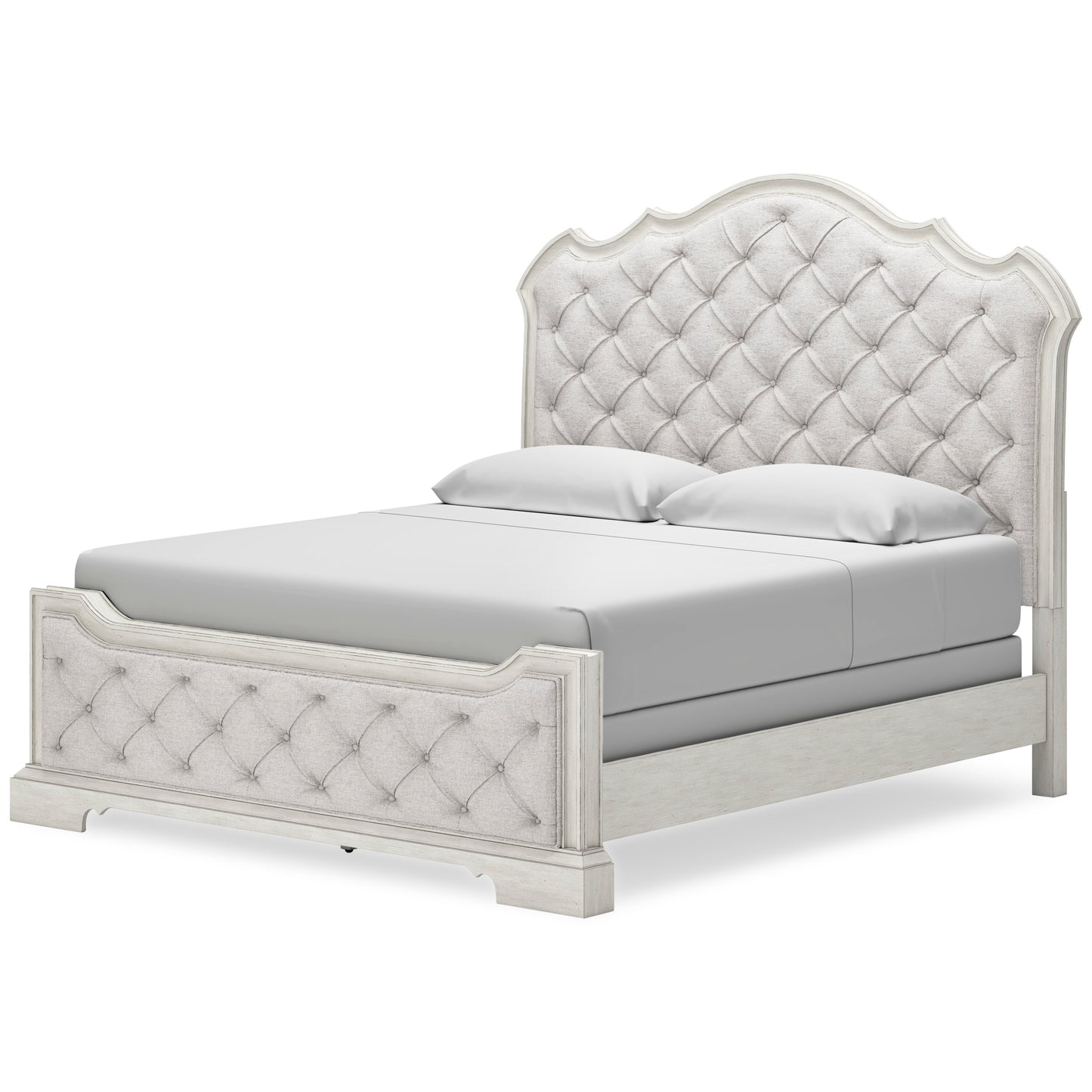 ARLENDYNE UPHOLSTERED BED - ANTIQUE WHITE