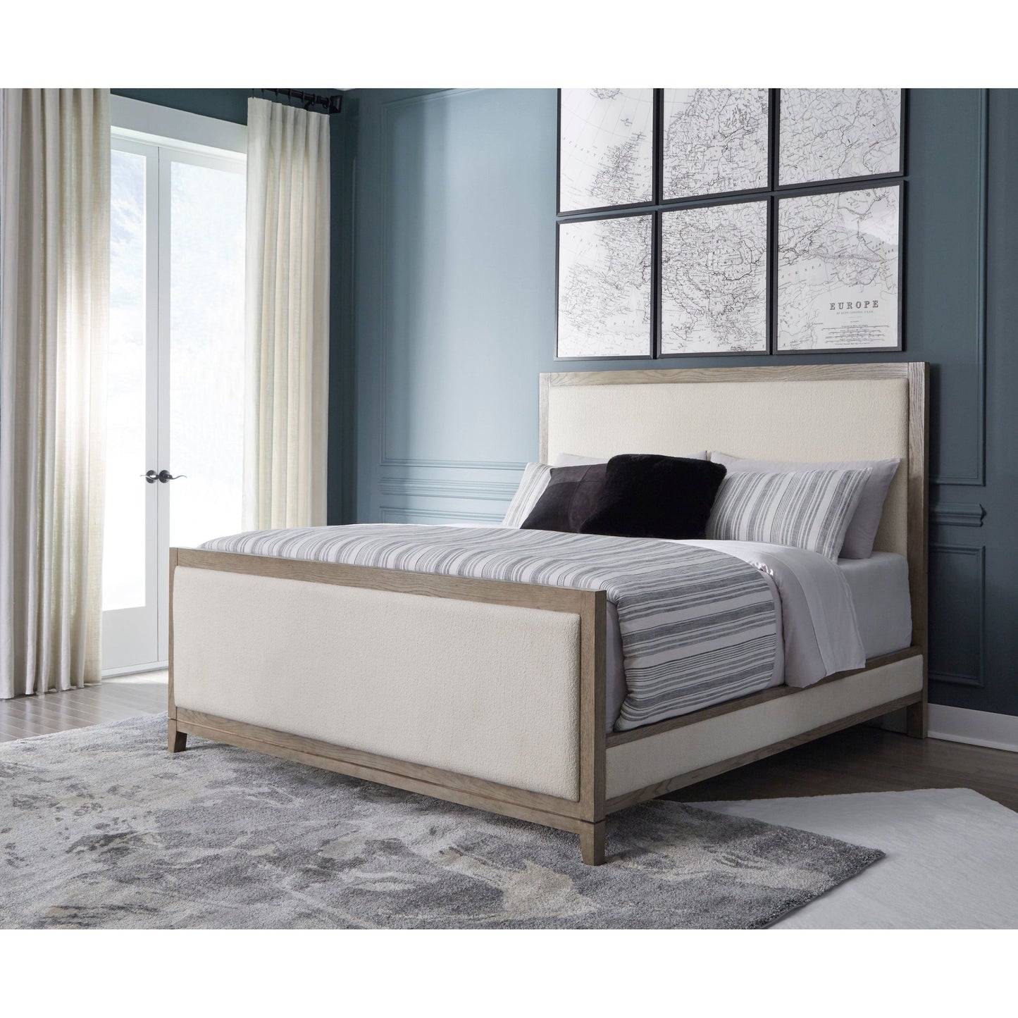 CHRESTNER UPHOLSTERED BED - GRAY