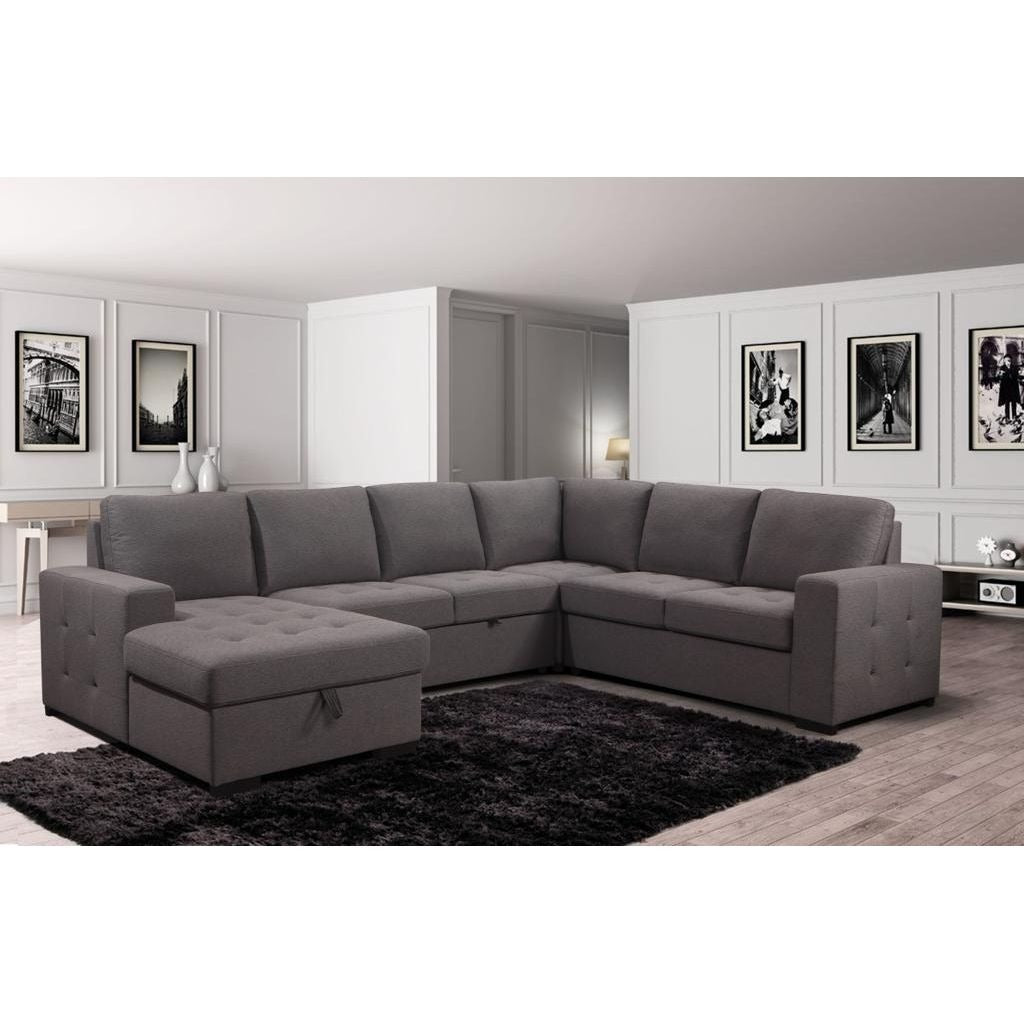 POLYGON - SLEEPER SECTIONAL - GRAY FABRIC
