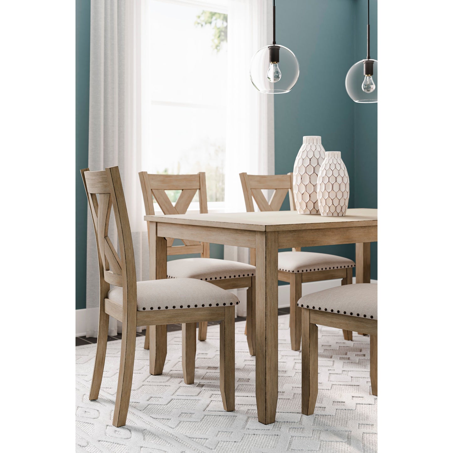 SANBRIAR DINING SET - TABLE & 6 CHAIRS