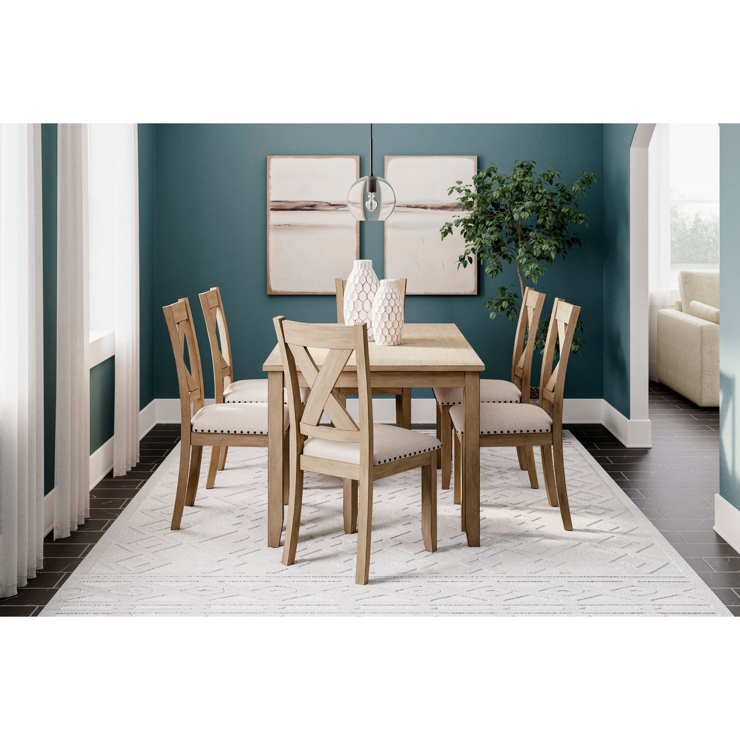 SANBRIAR DINING SET - TABLE & 6 CHAIRS