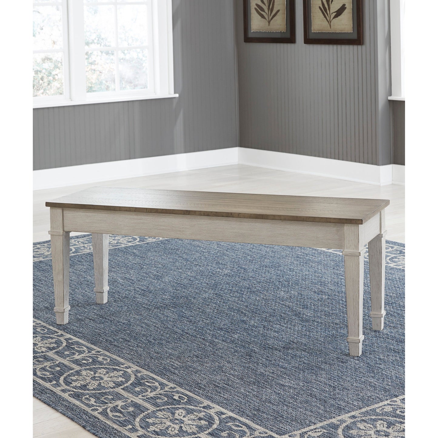 SKEMPTON DINING SET - 6 CHAIRS , TABLE , BENCH