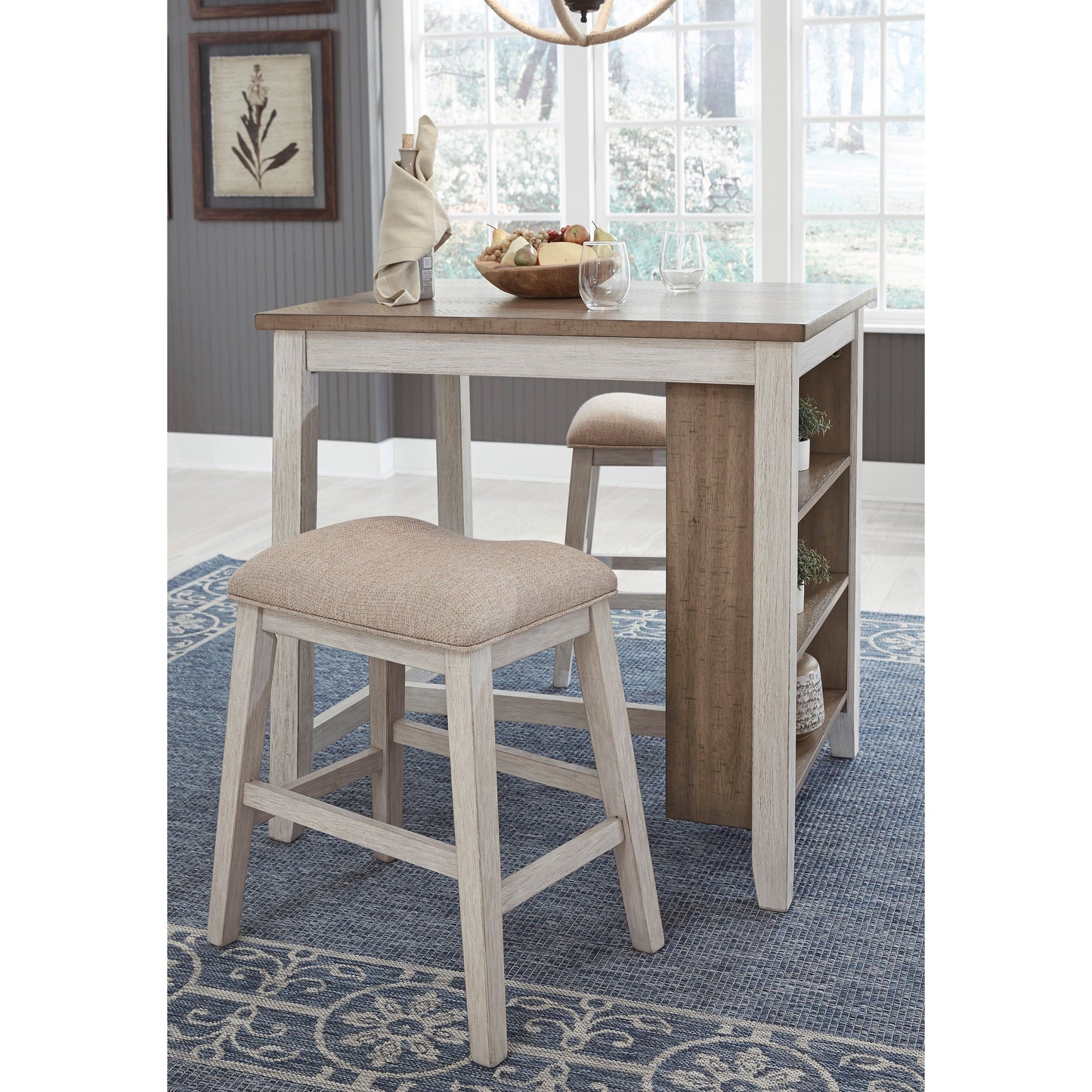 SKEMPTON COUNTER HEIGHT DINING TABLE AND BAR STOOLS (SET OF 3)