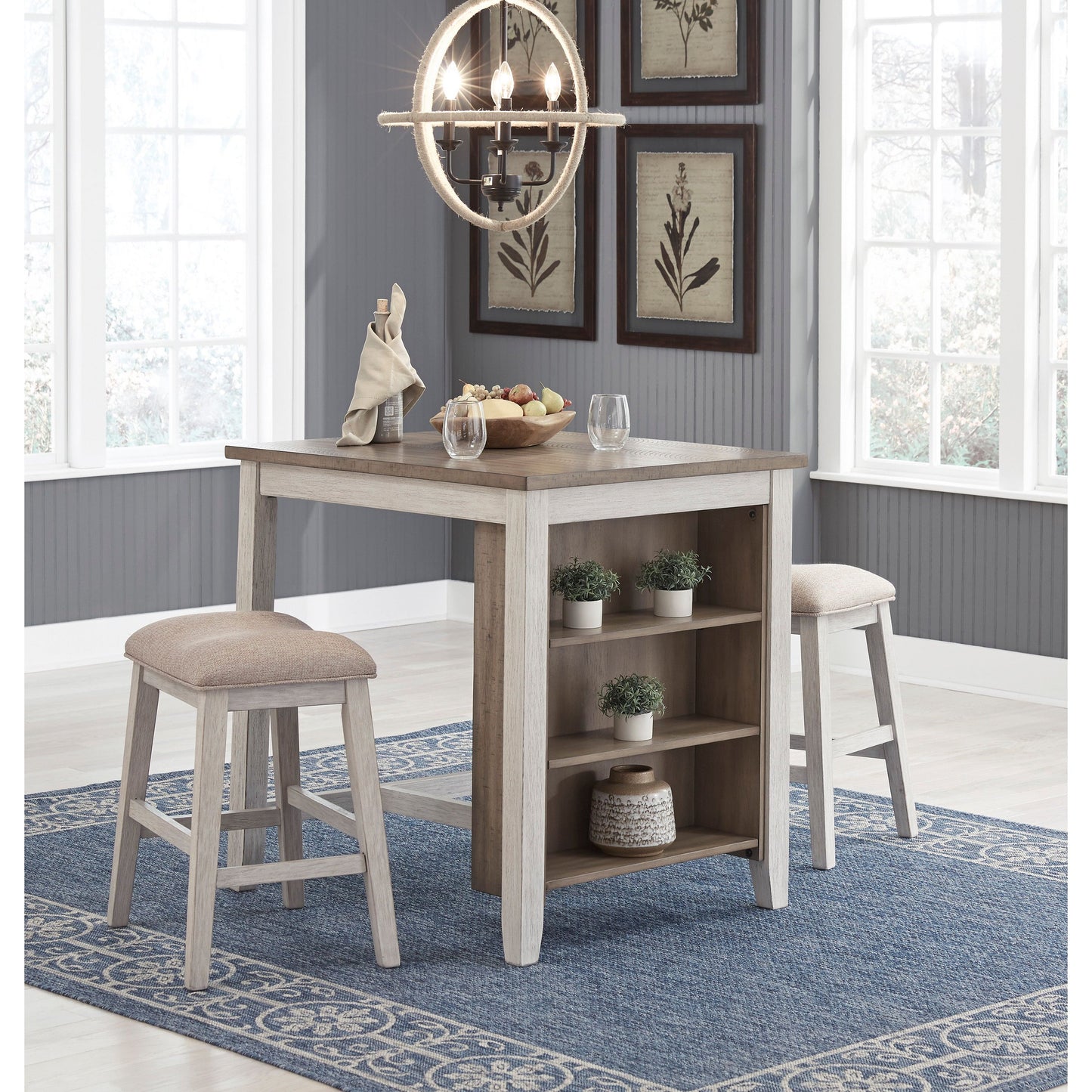 SKEMPTON COUNTER HEIGHT DINING TABLE AND BAR STOOLS (SET OF 3)