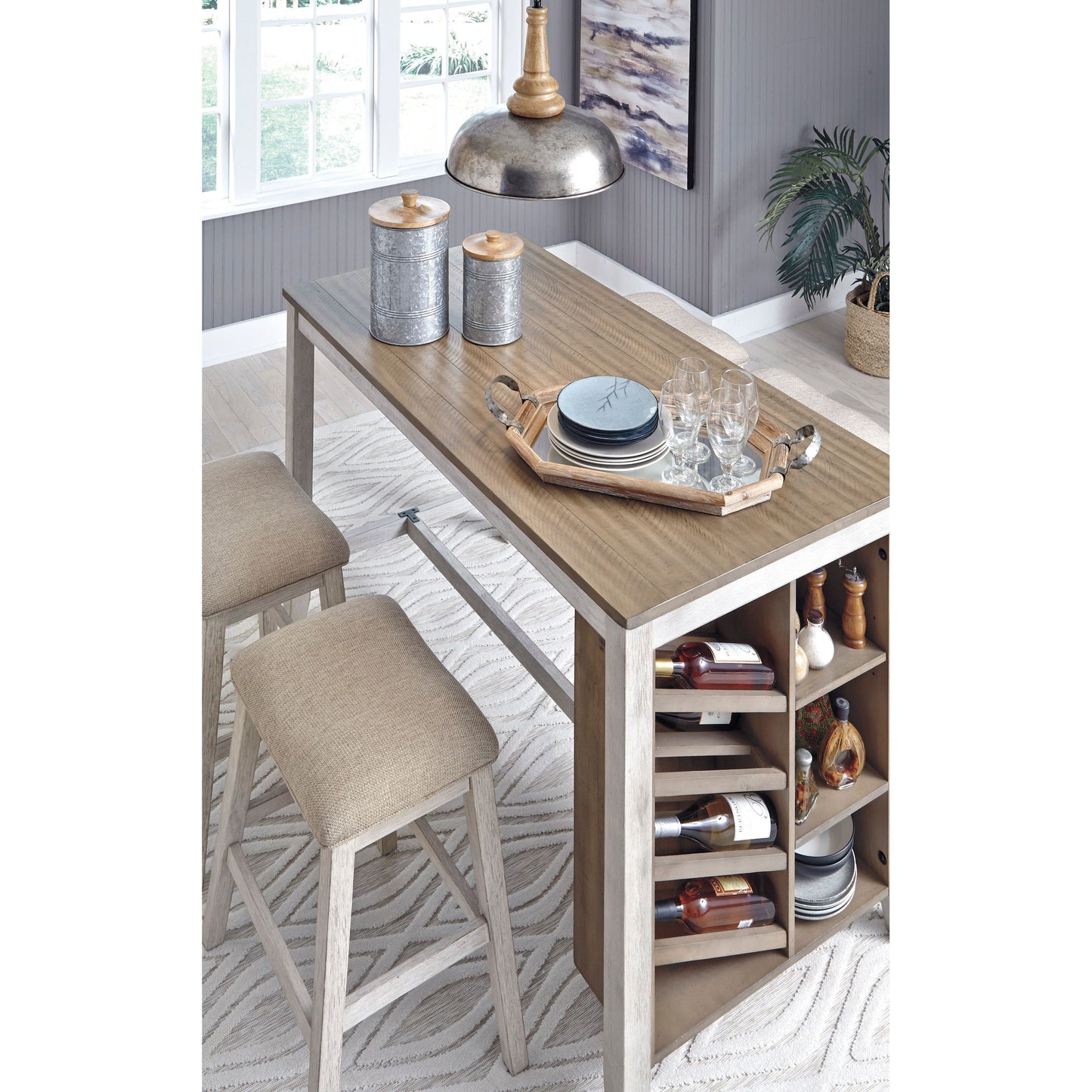 SKEMPTON COUNTER HEIGHT DINING TABLE WITH 4 COUNTER STOOLS
