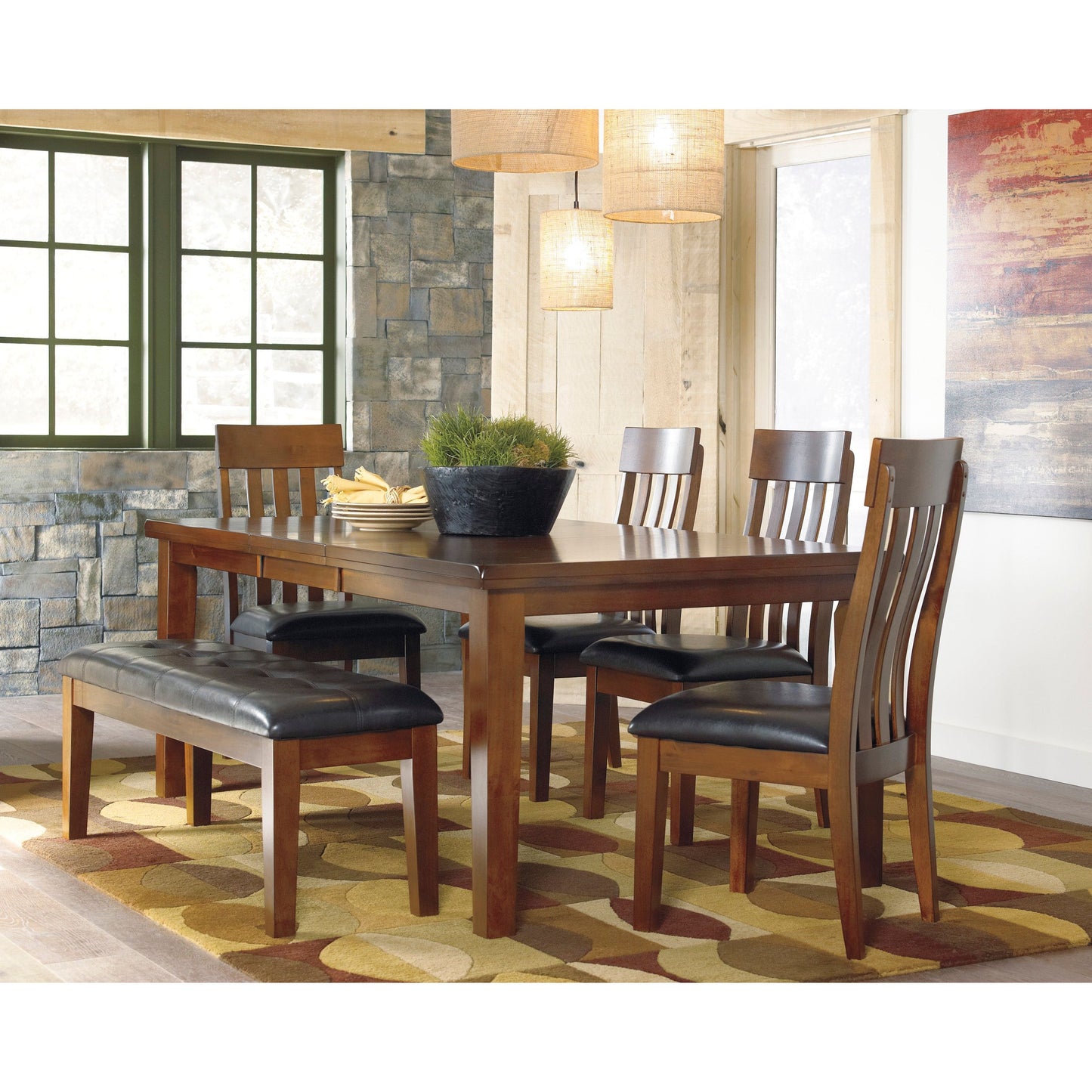 RALENE DINING SET - MEDIUM BROWN