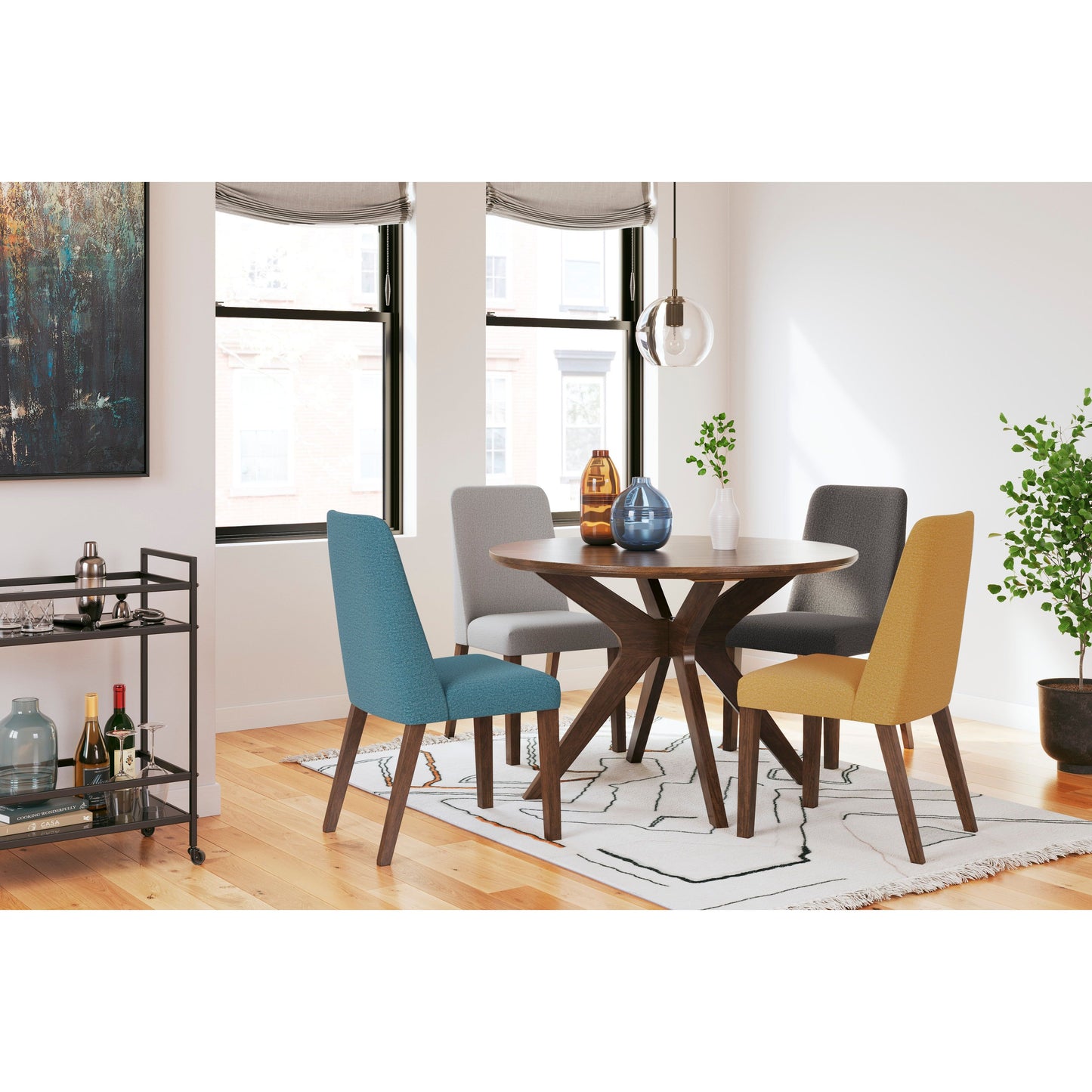 LYNCOTT DINING SET - 4 CHAIRS & TABLE