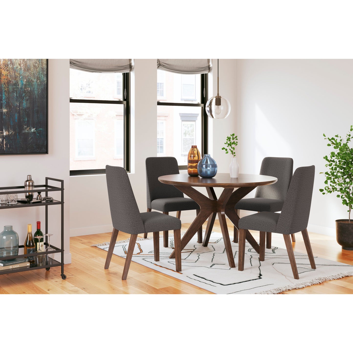 LYNCOTT DINING SET - 4 CHAIRS & TABLE